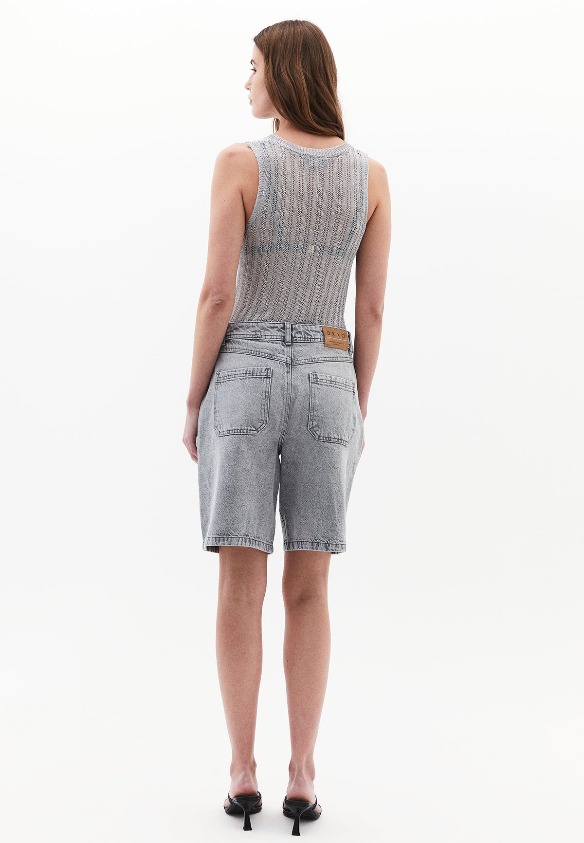 Cotton Denim Shorts - GREY DENIM