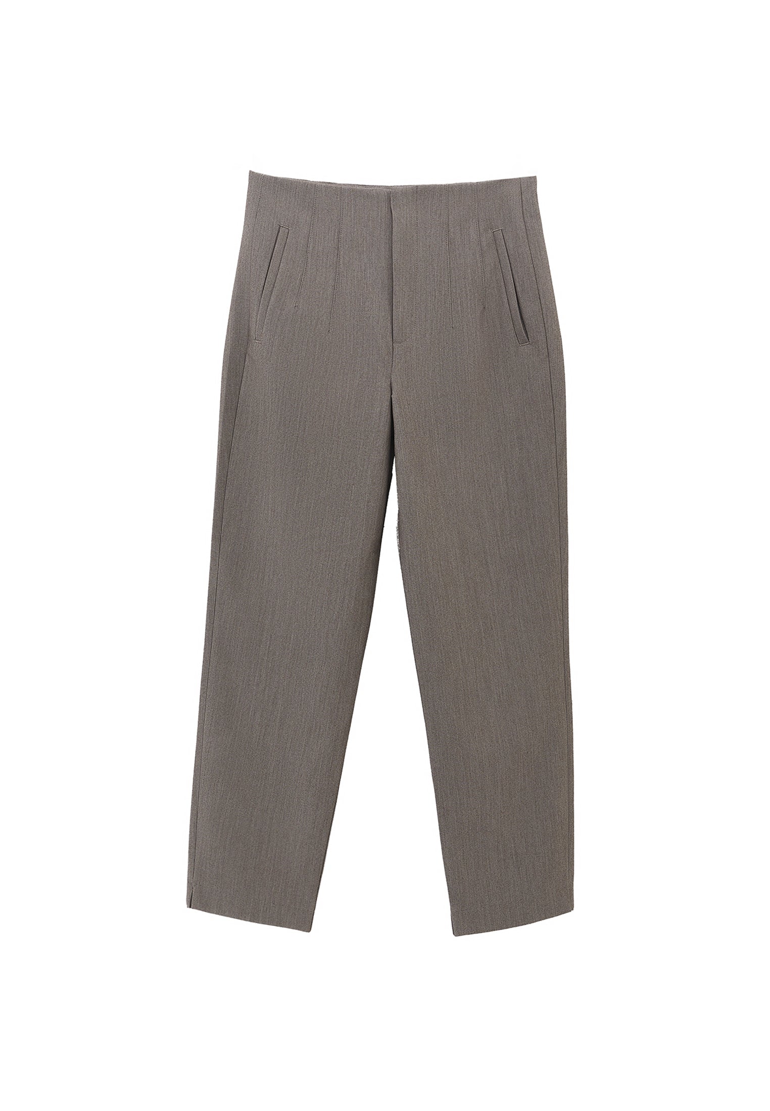 High waist carrot cut trousers - GREY MELANGE