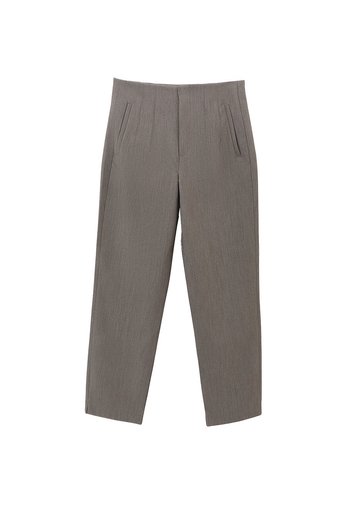 Carrot Cut High Waist Pants - Grey