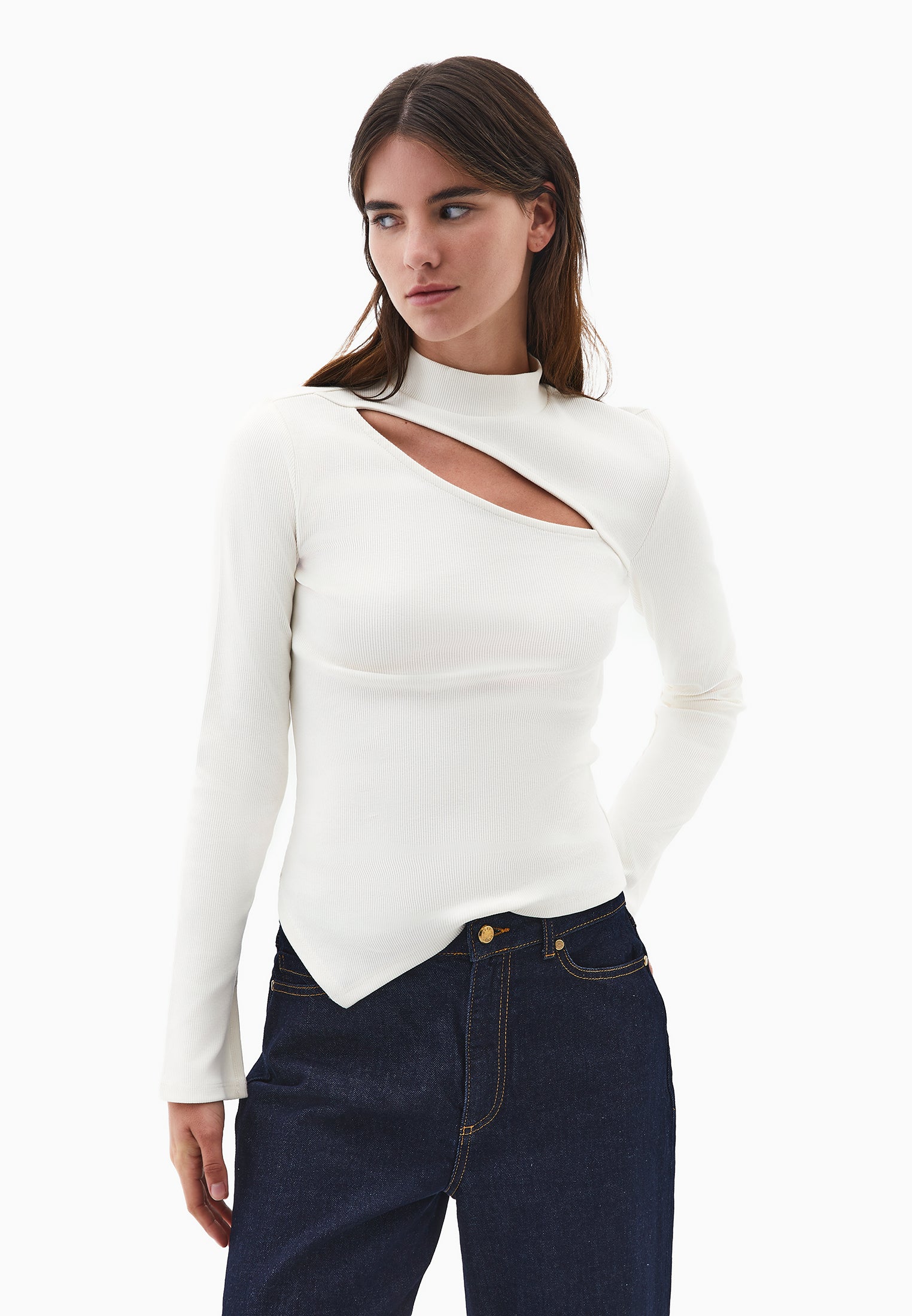 Long Sleeve T-Shirt With Cut Out Details - ICE MILK