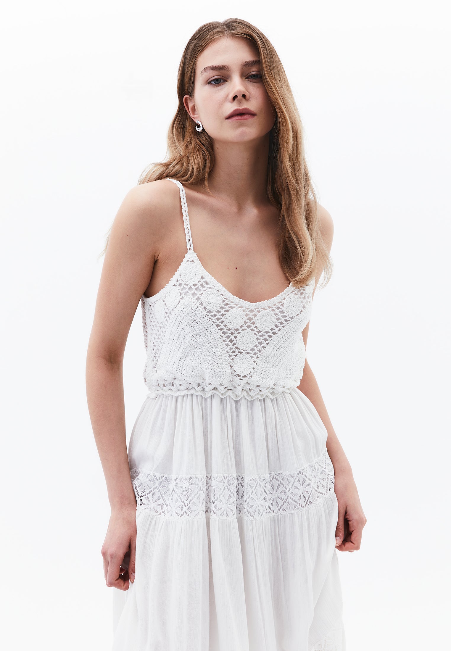 Bohemian Style Deep Neck Dress - ICE MILK