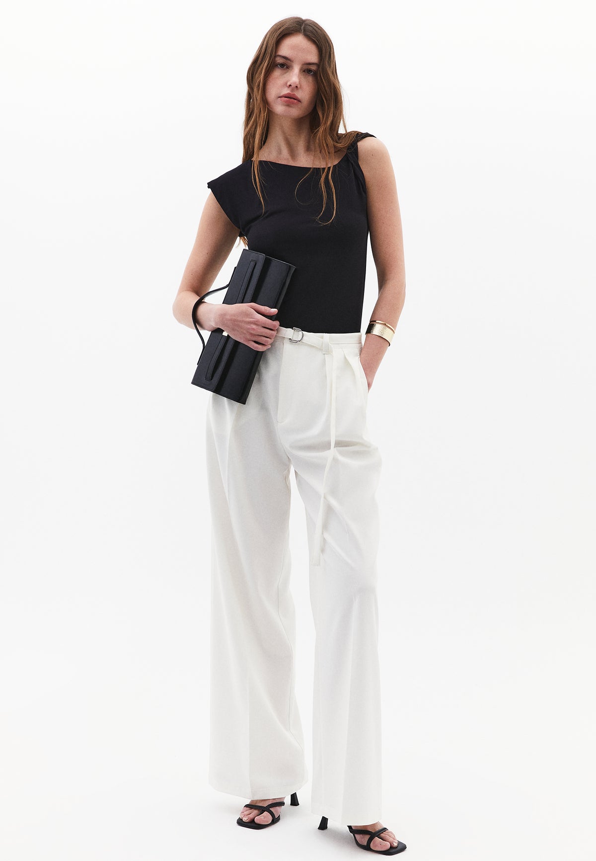 High Waist Wide Leg Pants - ICE MILK