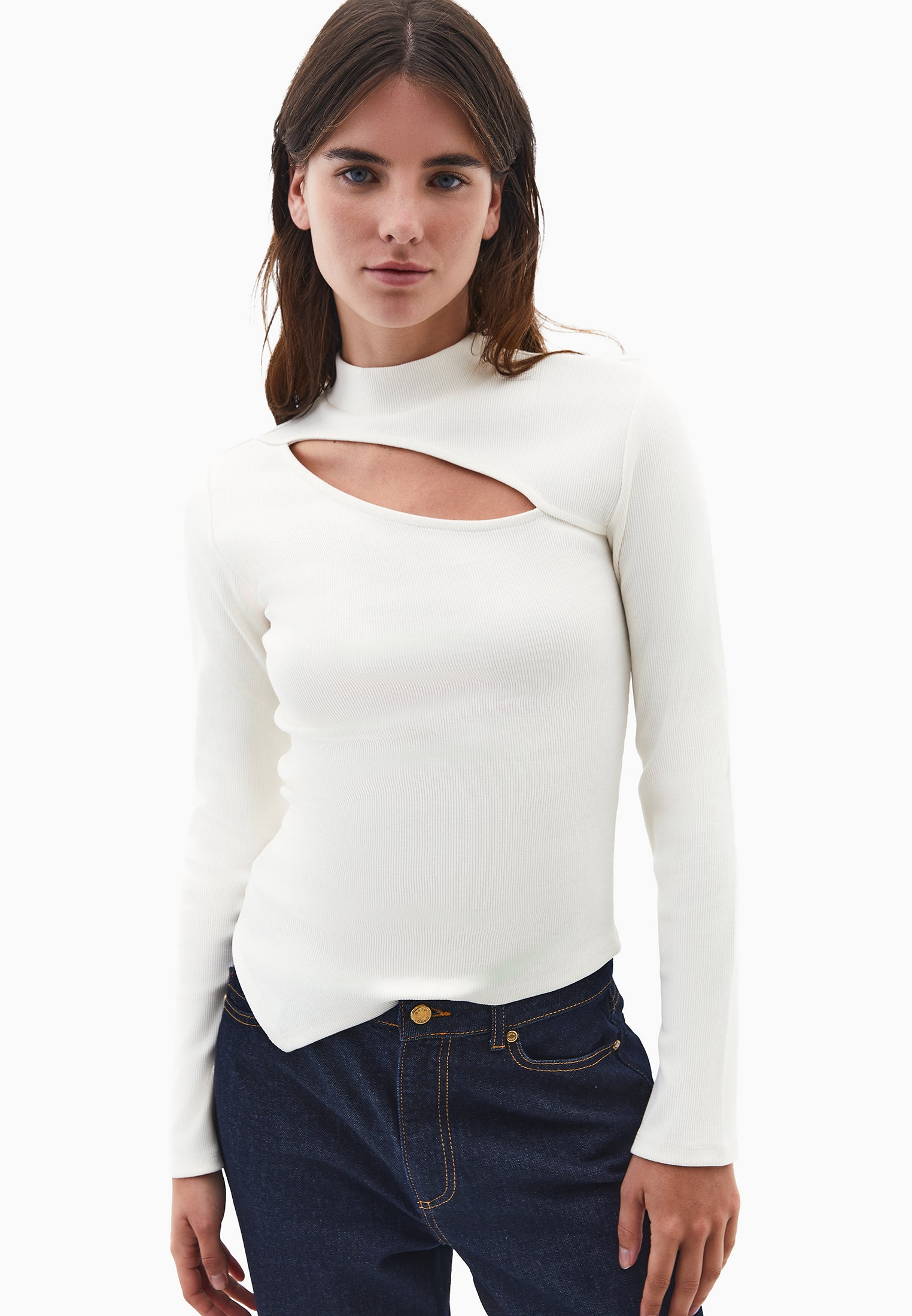 Long Sleeve T-Shirt With Cut Out Details - ICE MILK