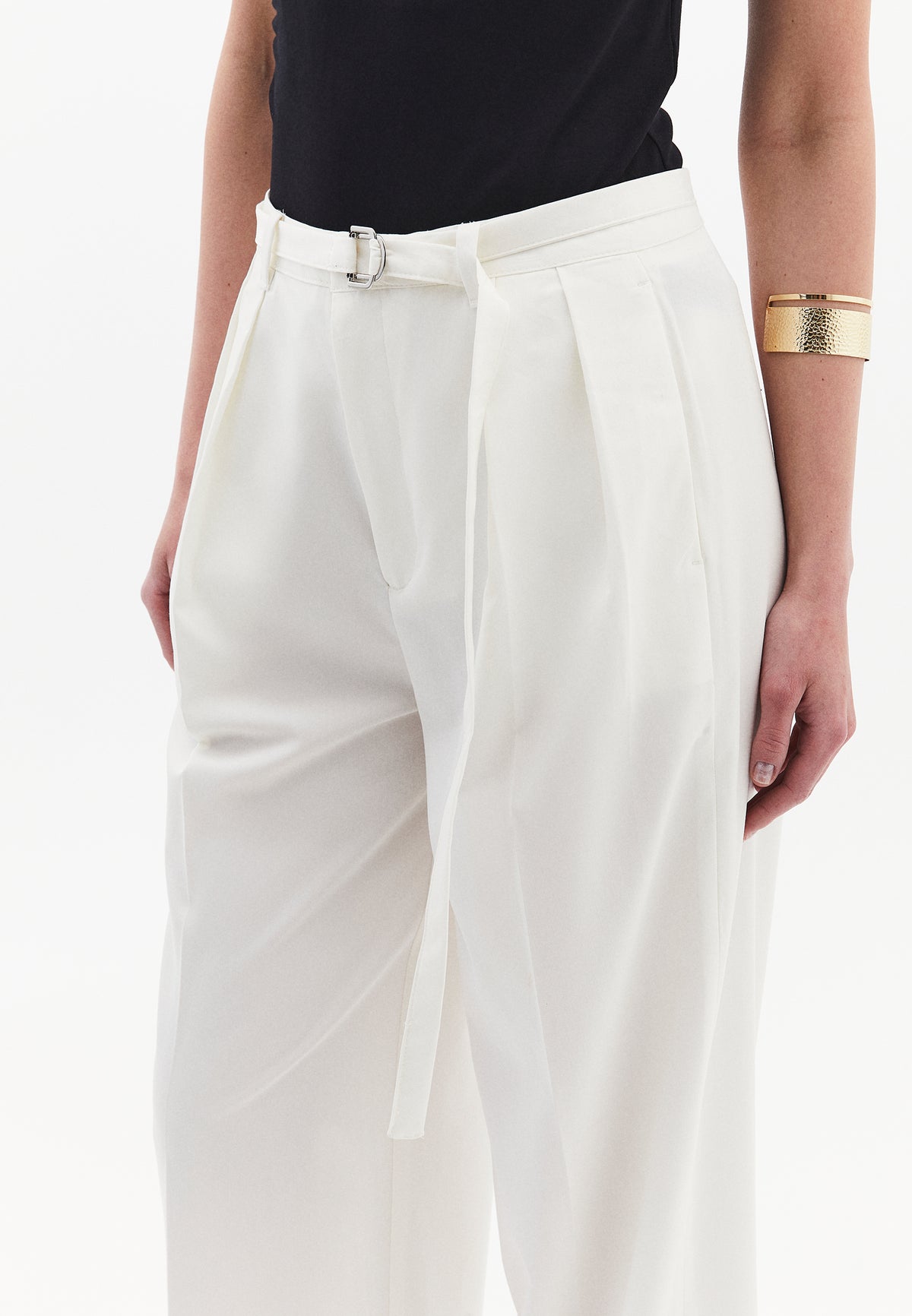 High Waist Wide Leg Pants - ICE MILK