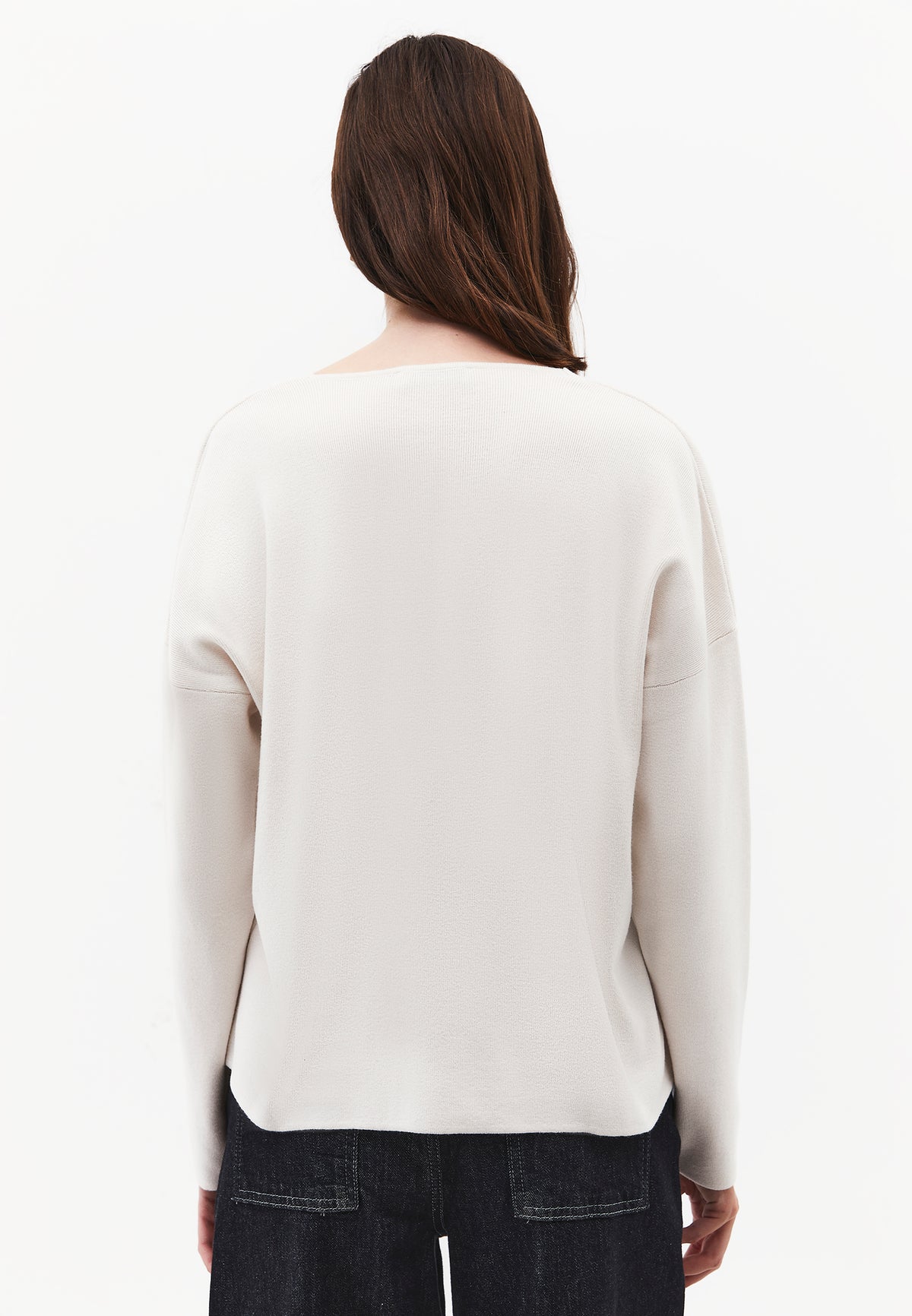 V Neck Long Sleeve Sweater - ICE MILK
