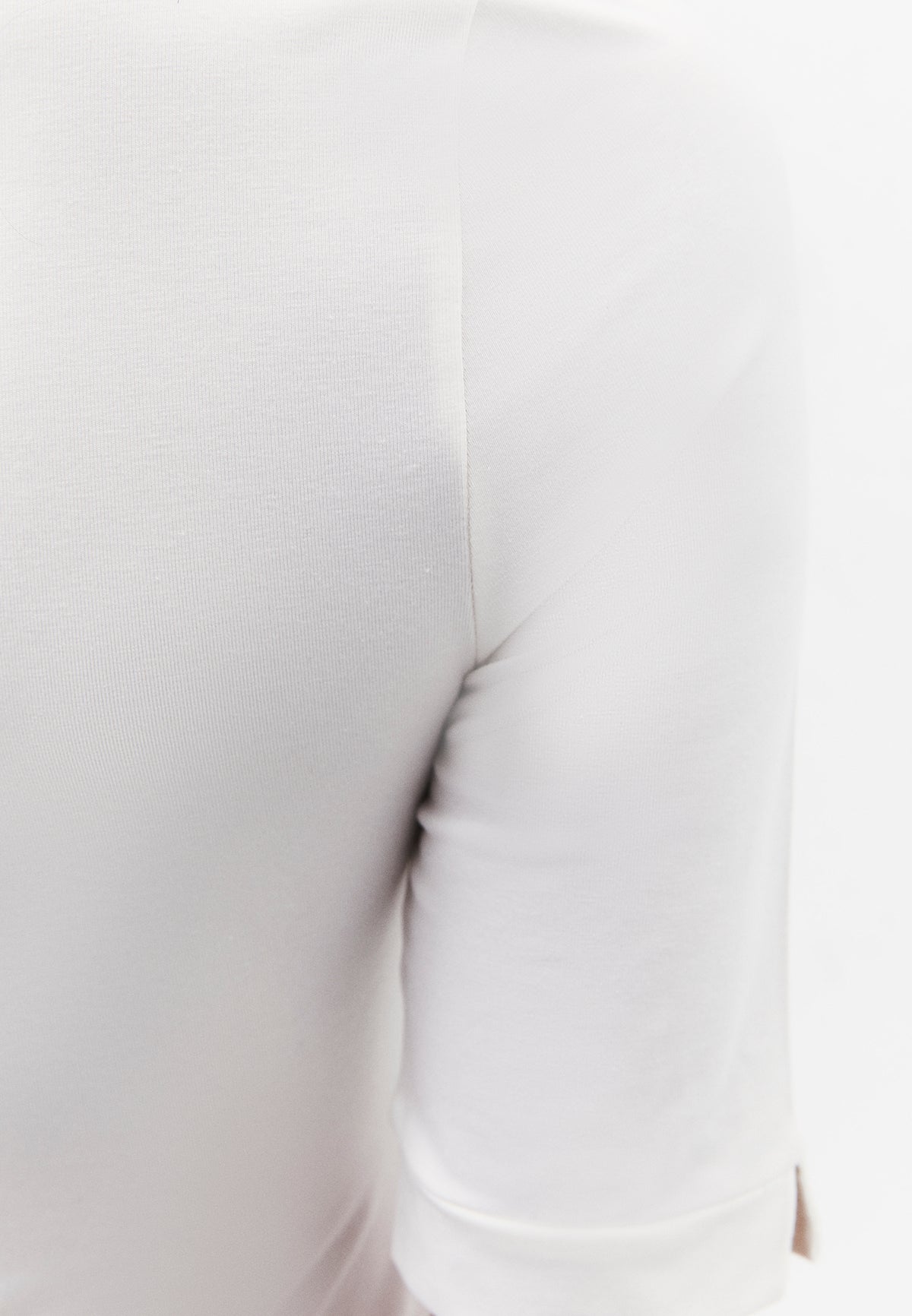 Boat Neck Half Sleeve Bodycon T-Shirt - Cream