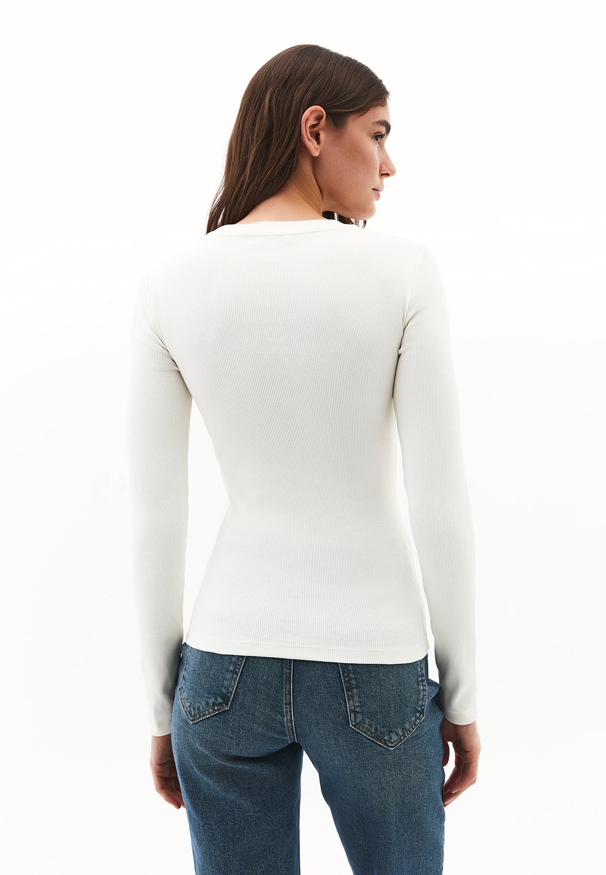 Bodycon Crew Neck T-Shirt - Cream