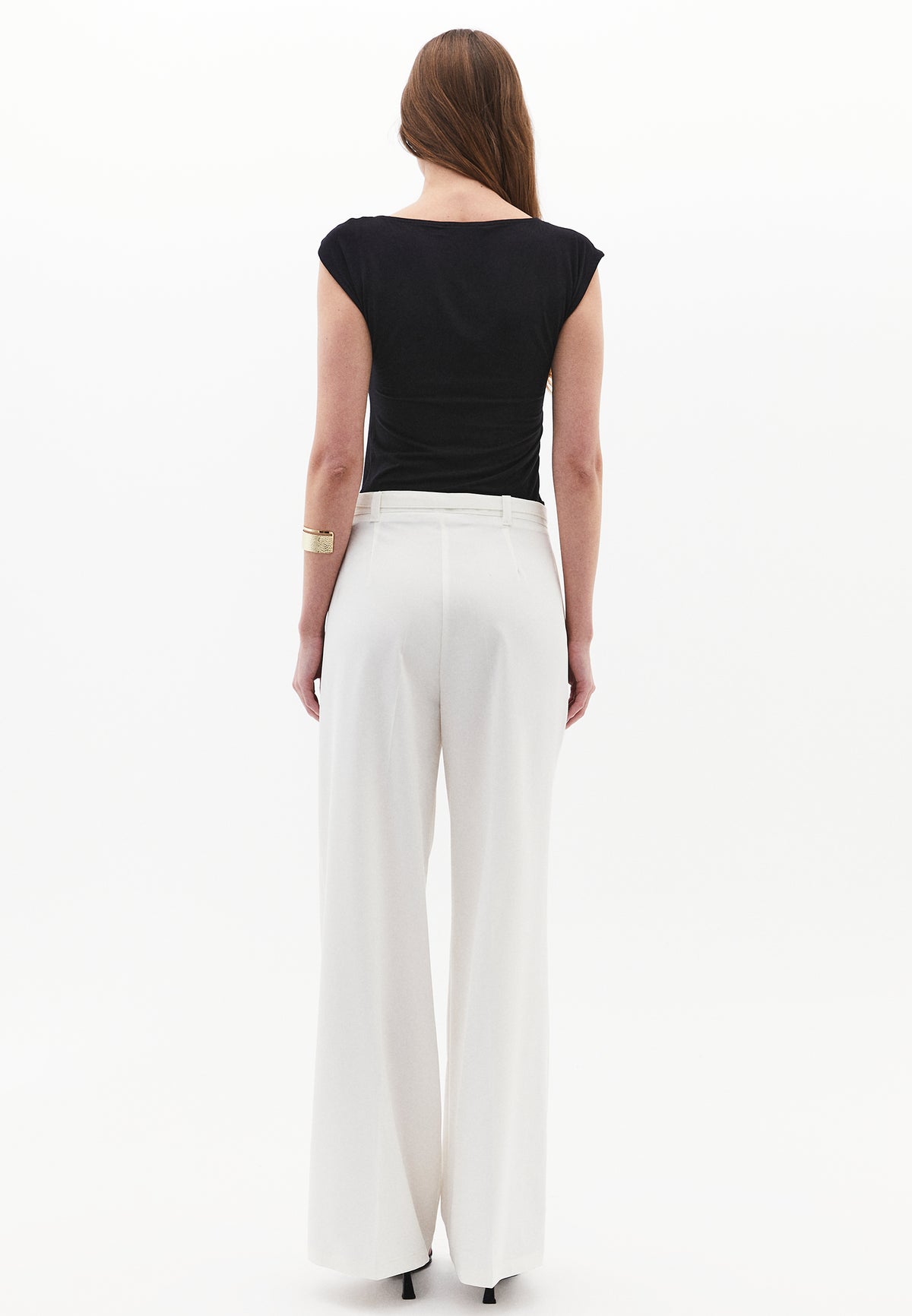 High Waist Wide Leg Pants - ICE MILK