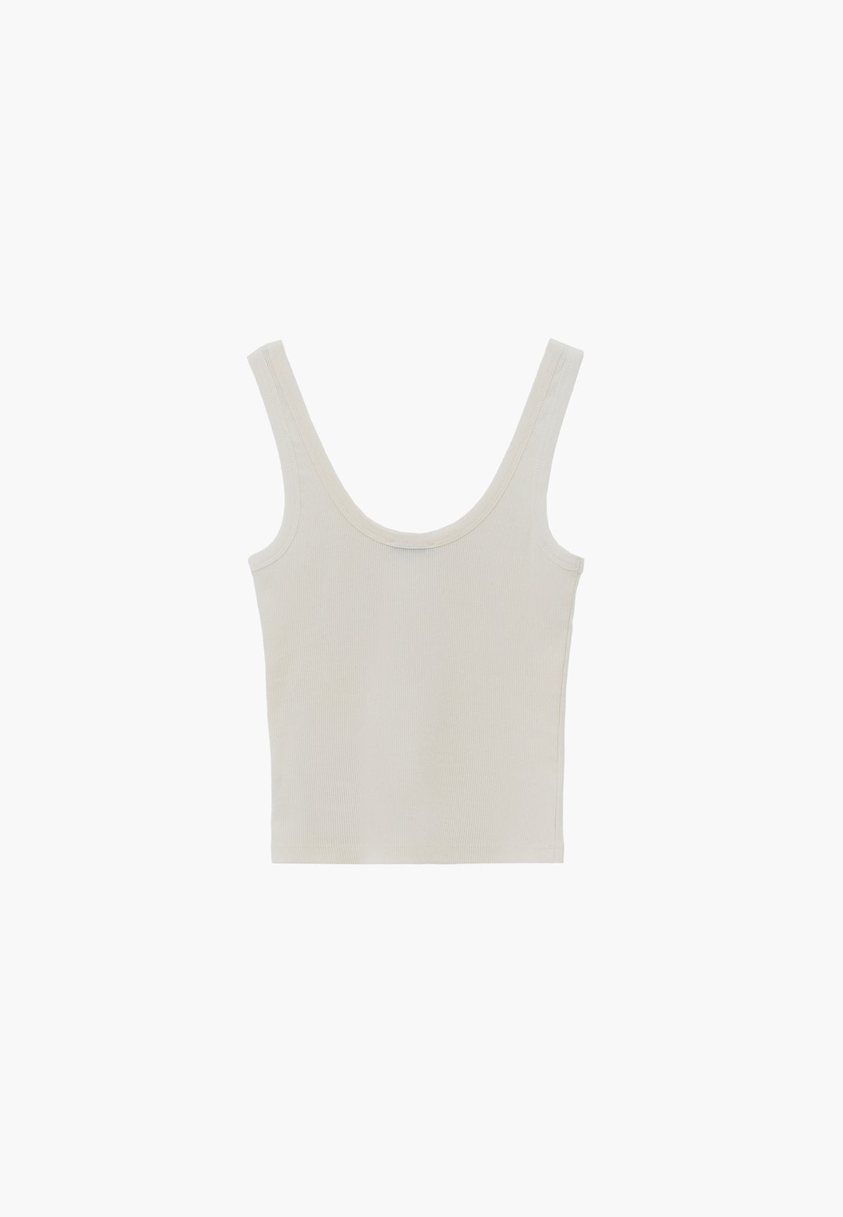 U Neck Bodycon Ribbed Tank Top - Cream