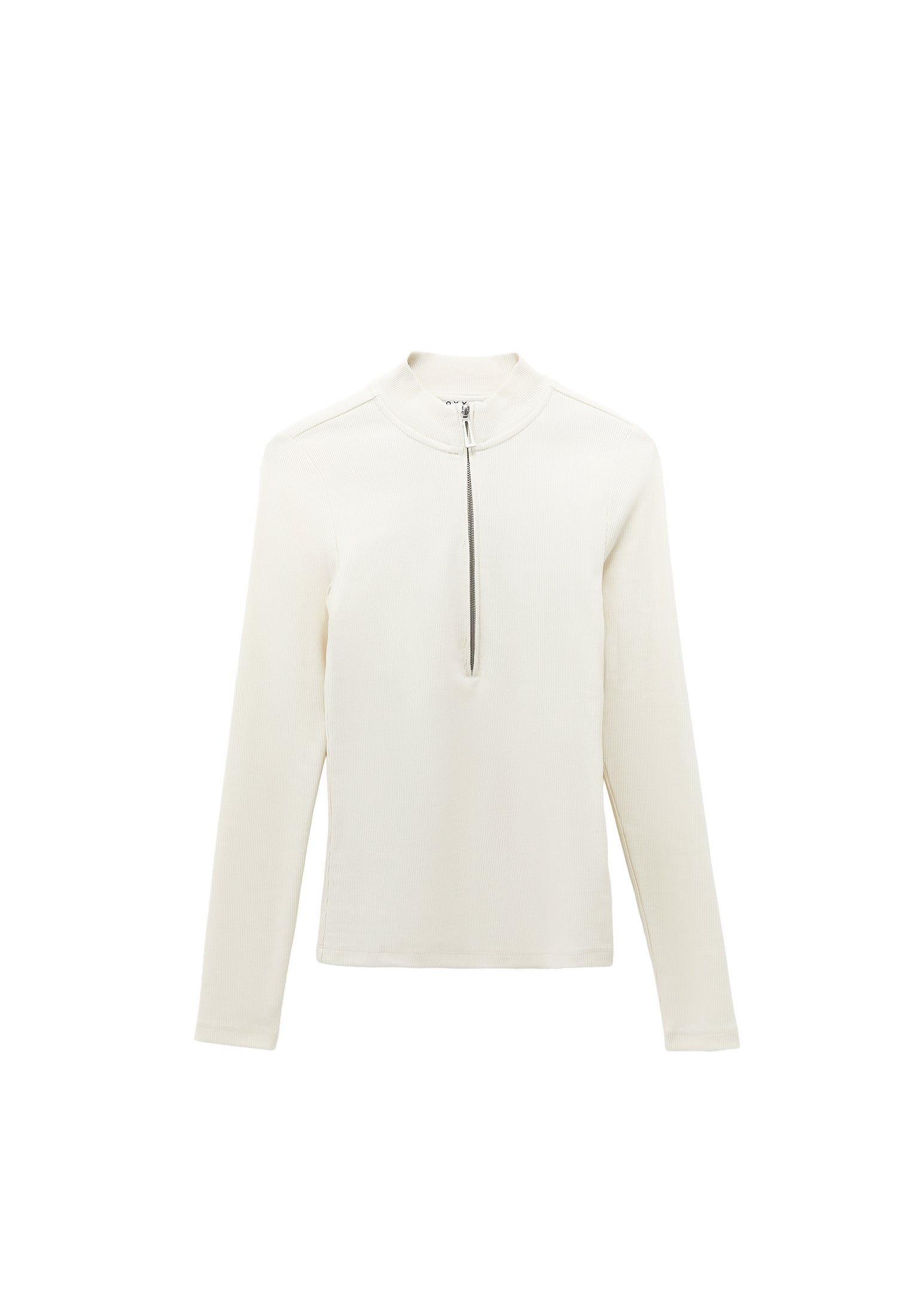 Zipper detailed high neck t-shirt - ICE MILK