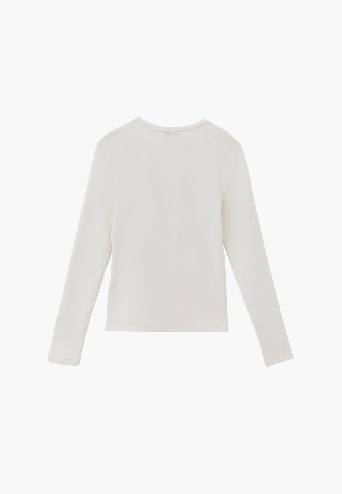 Crew Neck Long Sleeve T-Shirt - Cream