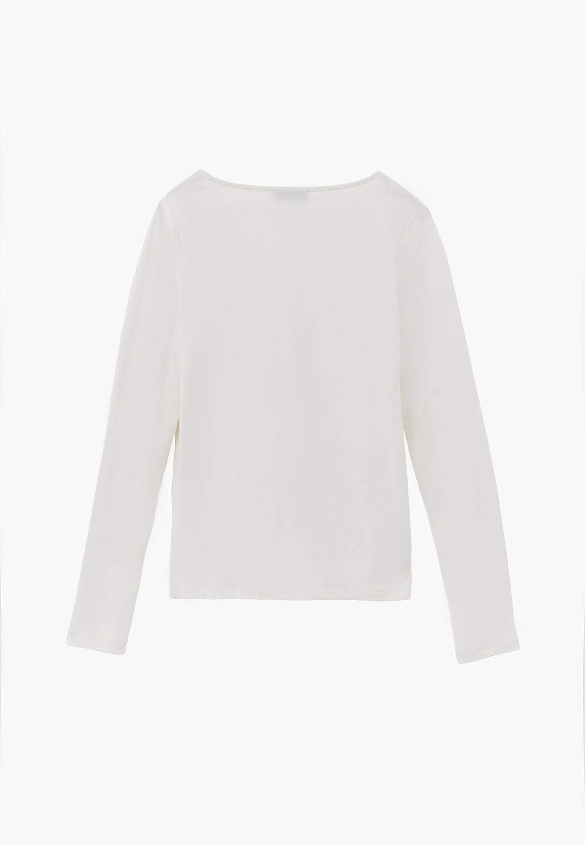 Long Sleeve U Neck Bodycon T-Shirt - Cream
