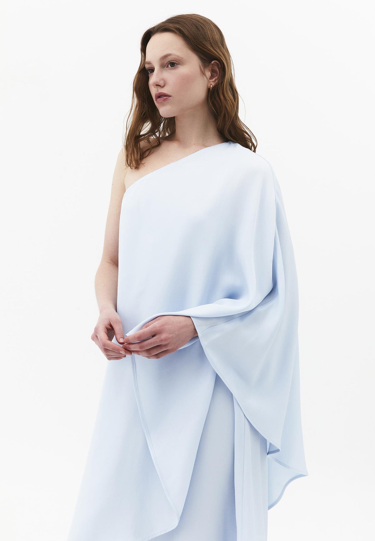 Asymmetric One Shoulder Long Dress - Blue