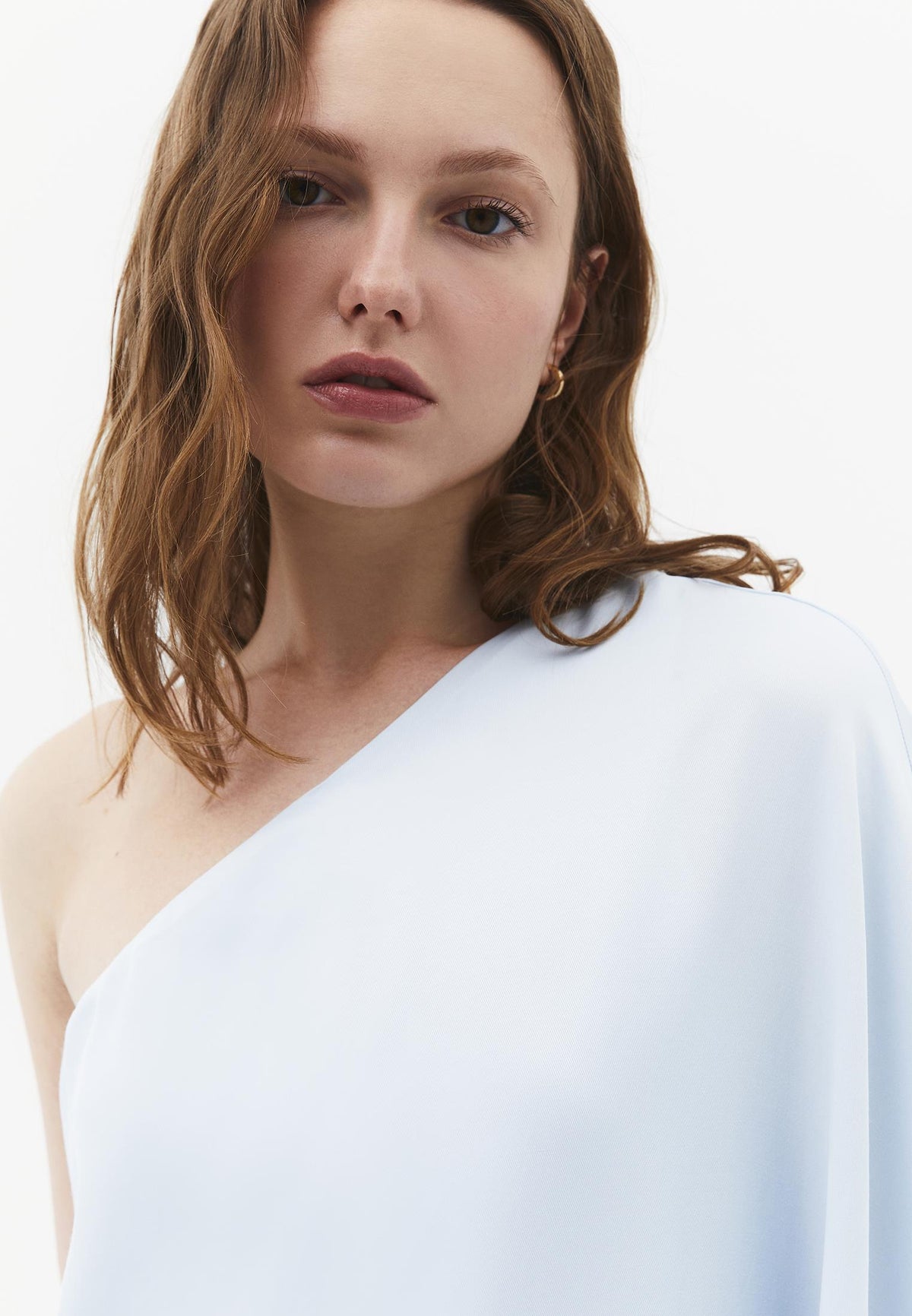 Asymmetric One Shoulder Long Dress - Blue
