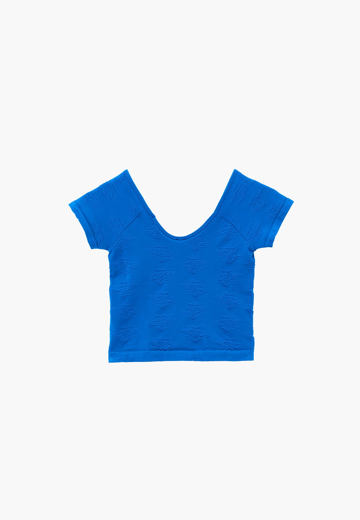 Wide Neck Short Sleeve Bodycon T-Shirt - INDIGO BUNTING