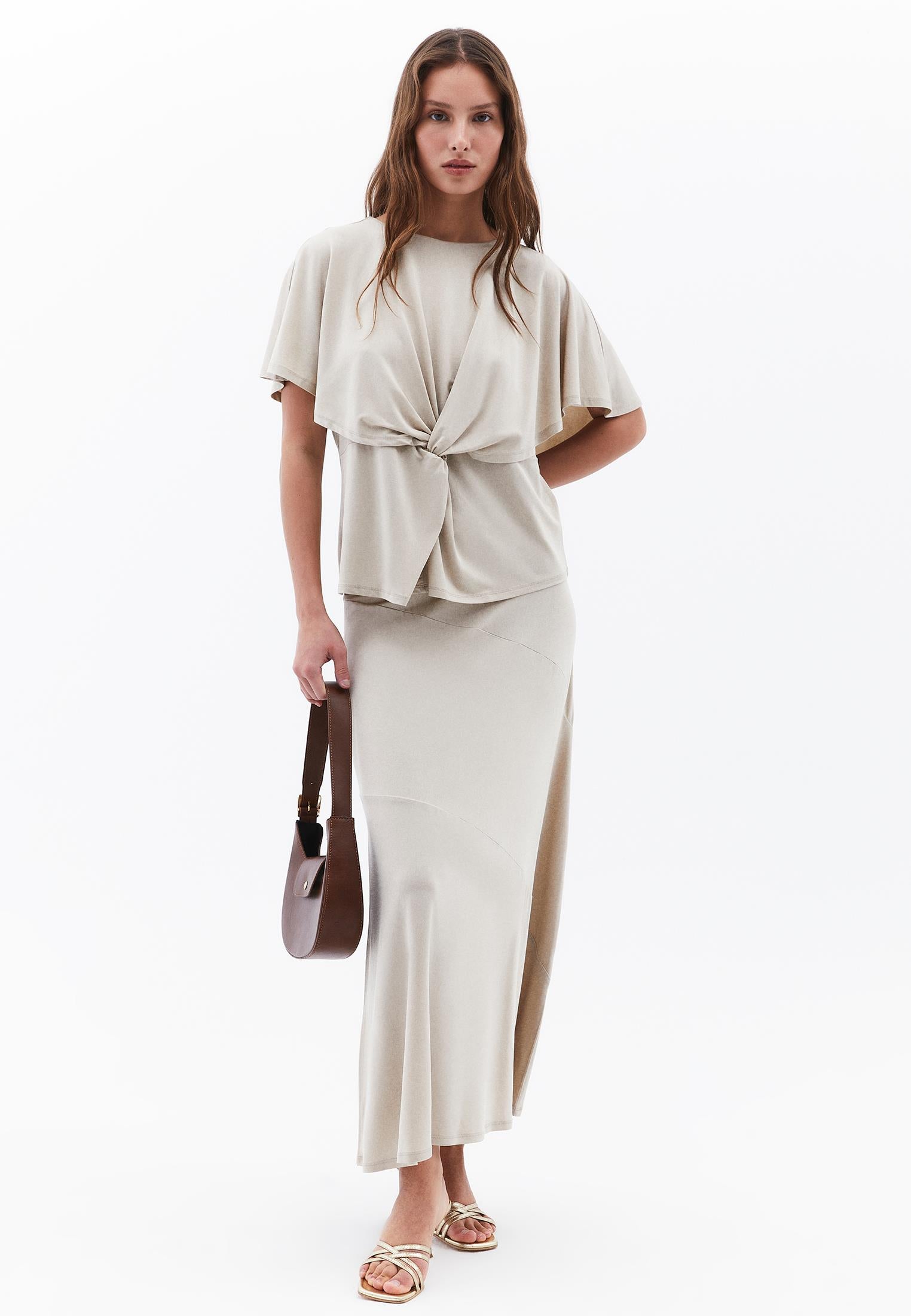 Long Skirt With Cut A-Shape - ISLAND FOSSIL