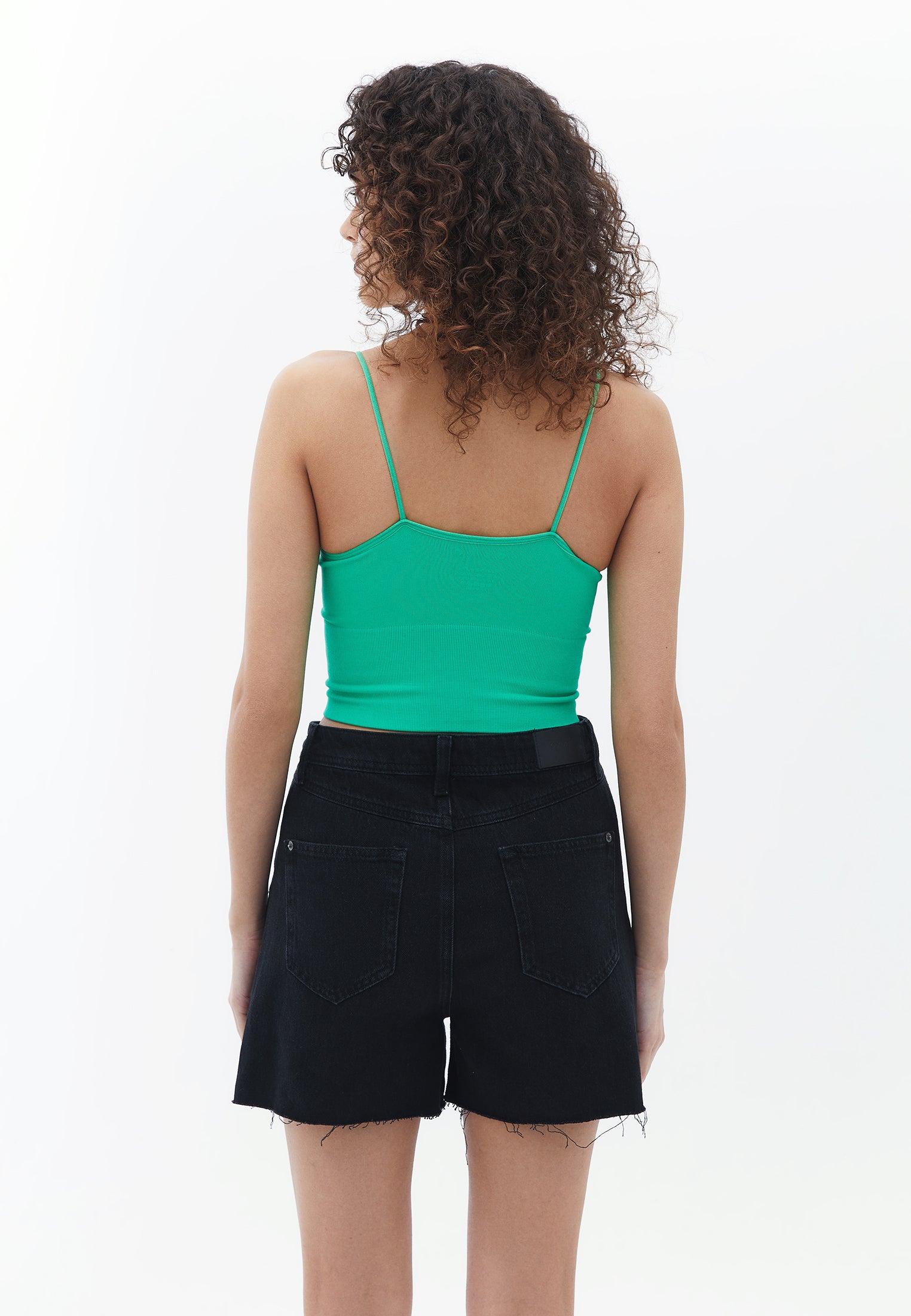 V neck strap crop tank - ISLAND GREEN