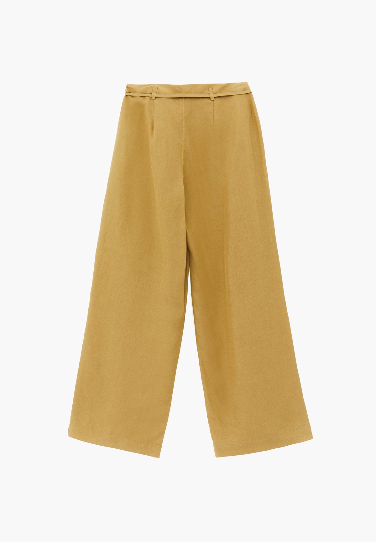 High Waist Belted Straight Leg Trousers - KHAKI