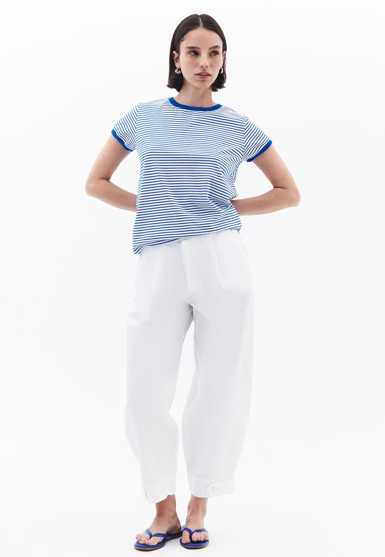 Closed Crew Neck T-Shirt - WHITE/LAPIS BLUE