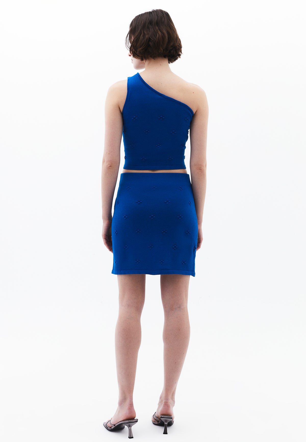 Short Slim Skirt With Stone Details - LAPIS BLUE
