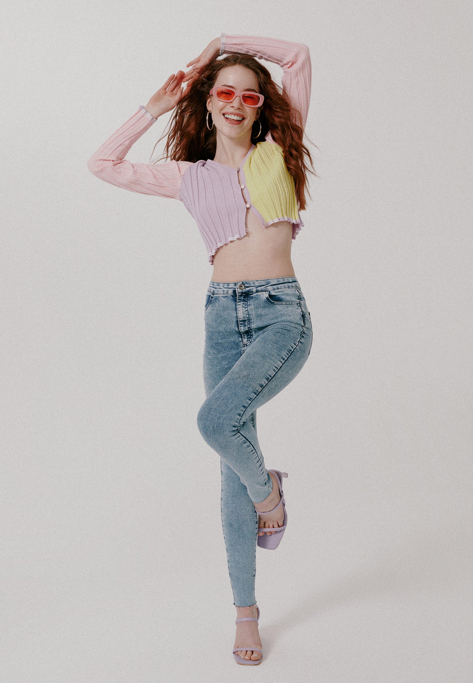 Ultra high waist denim leggings - LIGHT DENIM