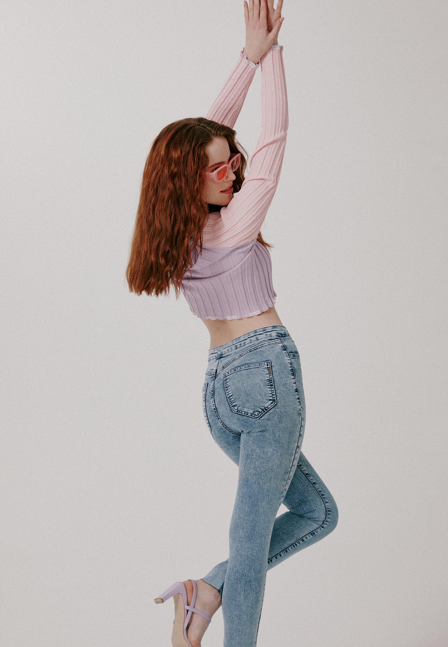 Ultra high waist denim leggings - LIGHT DENIM