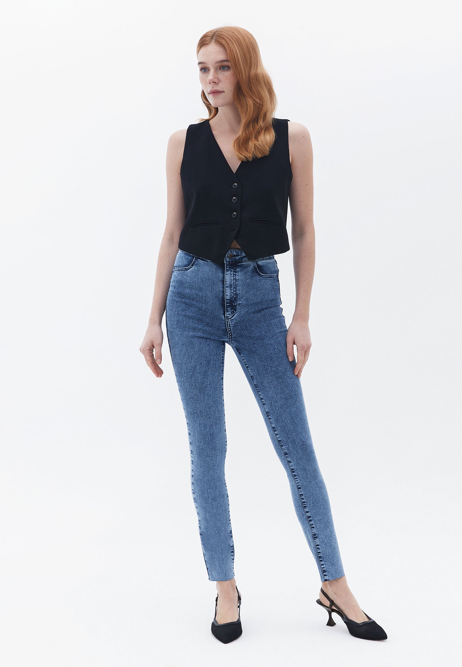 Ultra high waist denim leggings - LIGHT DENIM