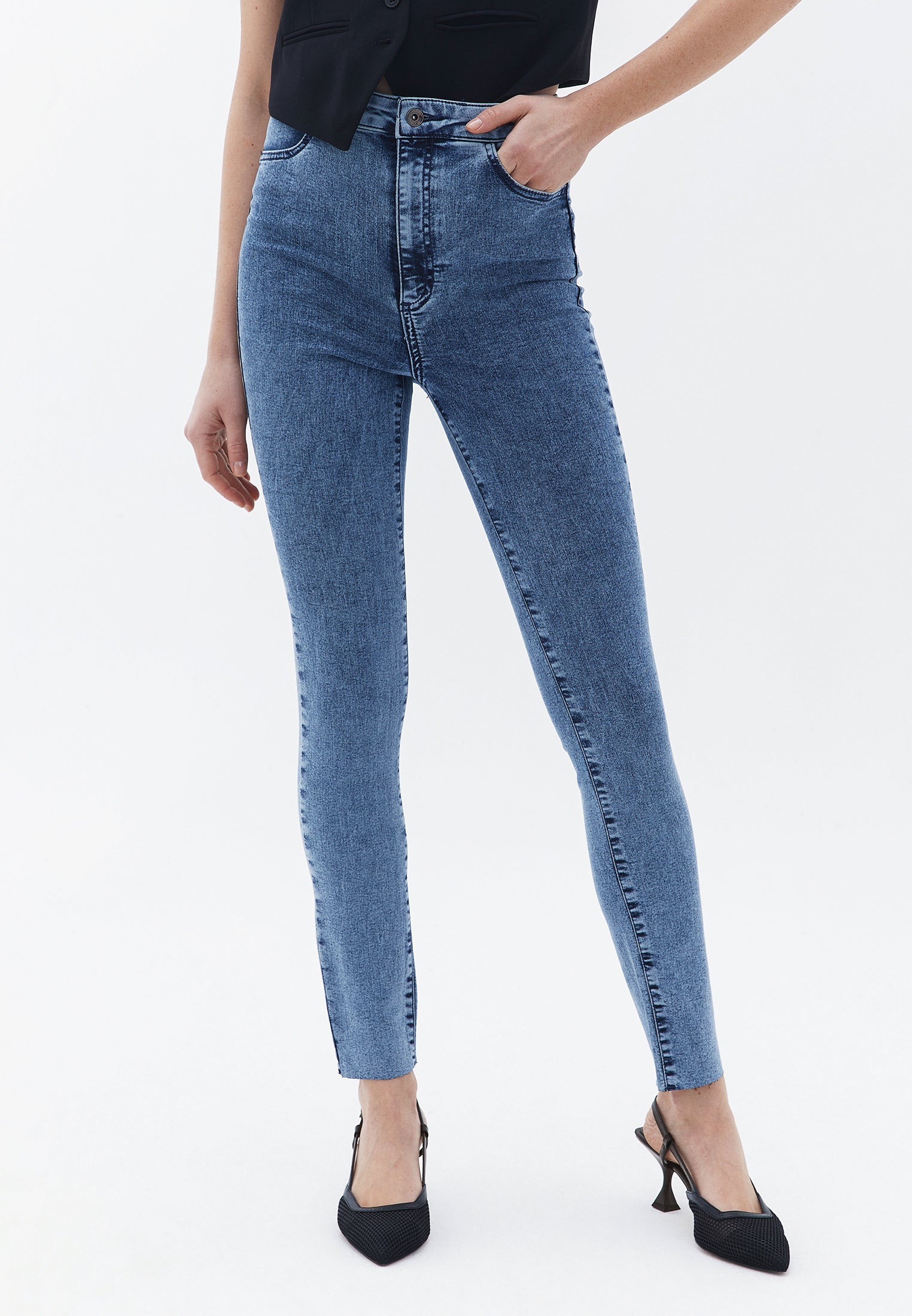 Ultra high waist denim leggings - LIGHT DENIM