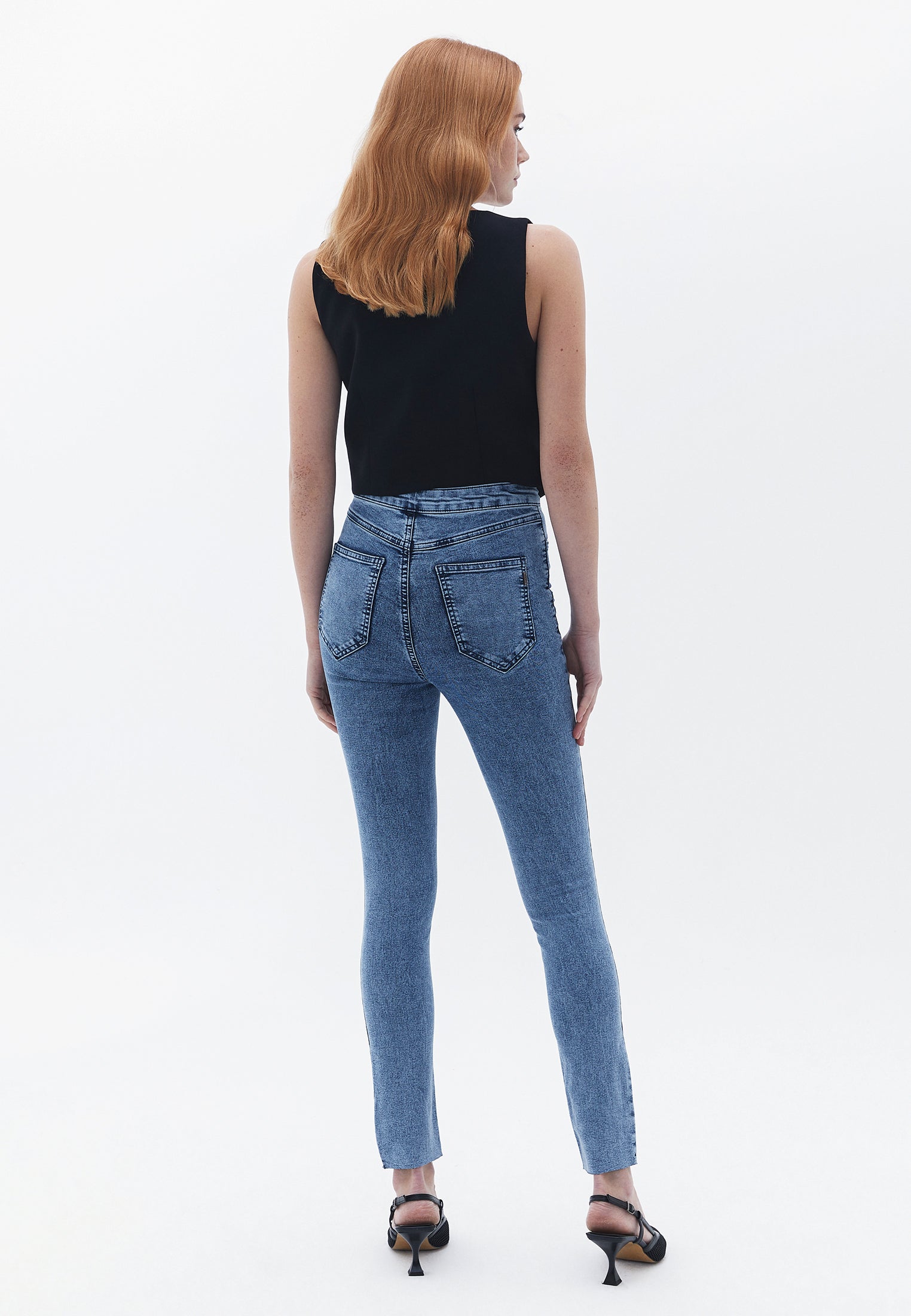 Ultra high waist denim leggings - LIGHT DENIM