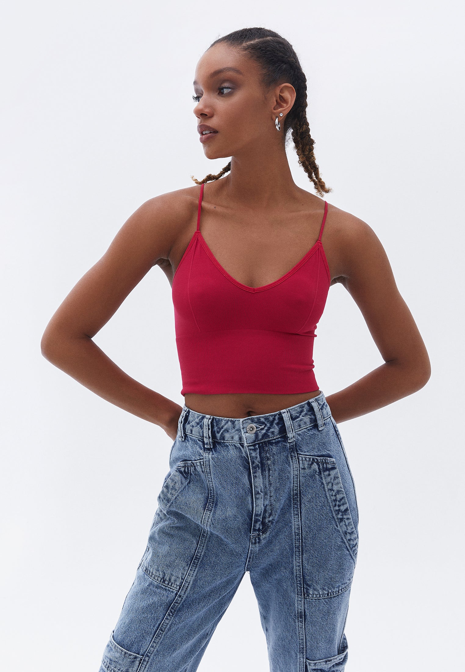V neck strap crop tank - LOVE POTION