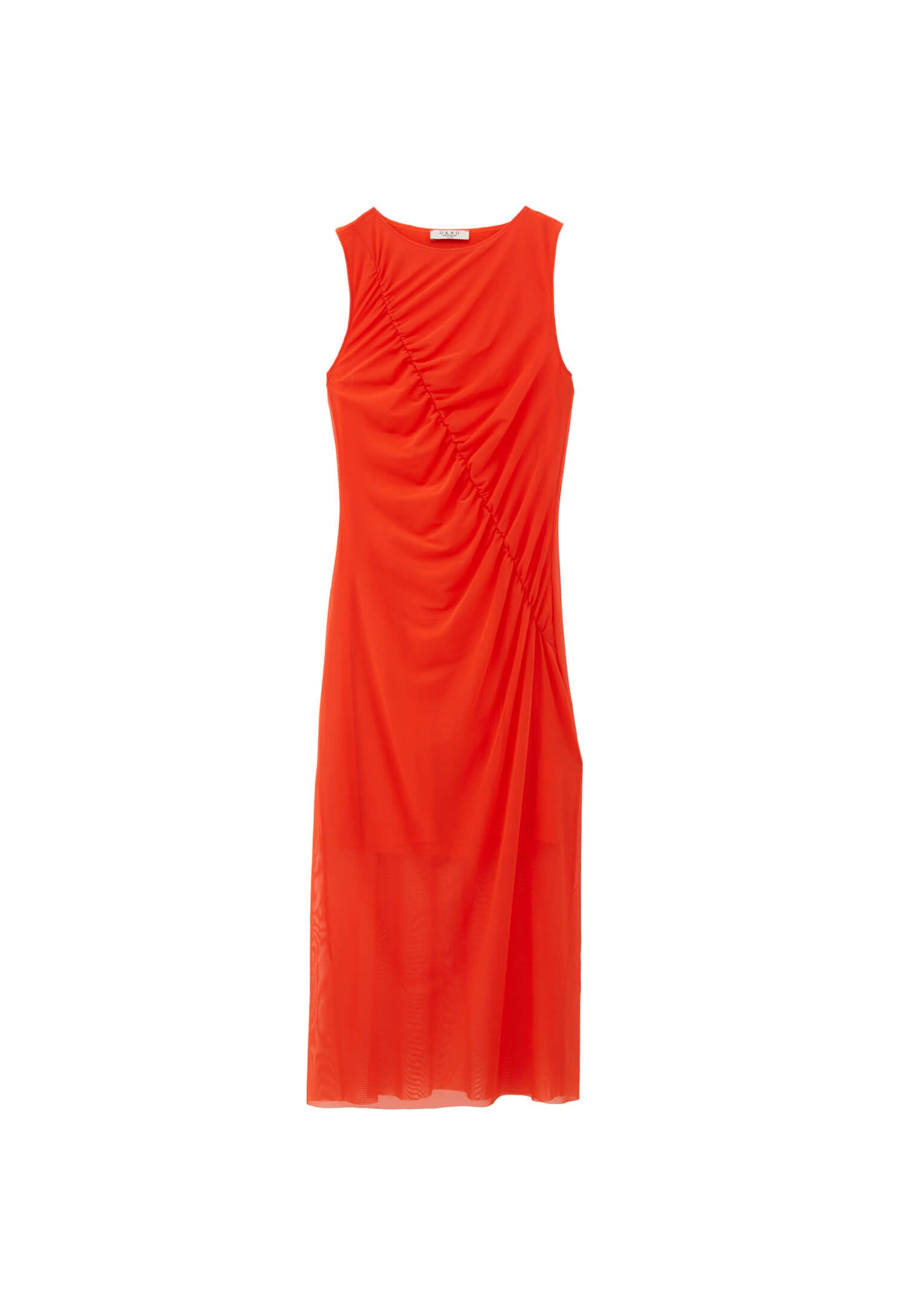 Mesh Long Dress - MANDARIN REDD