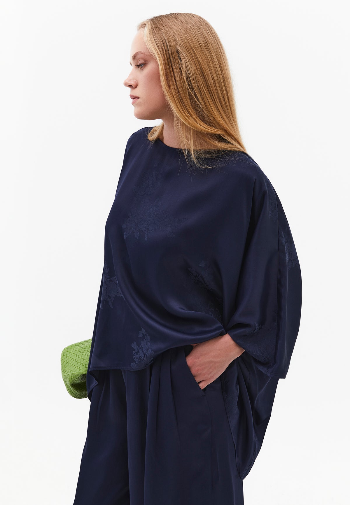 Boat Neck Batwing Sleeve Blouse - MIDNIGHT