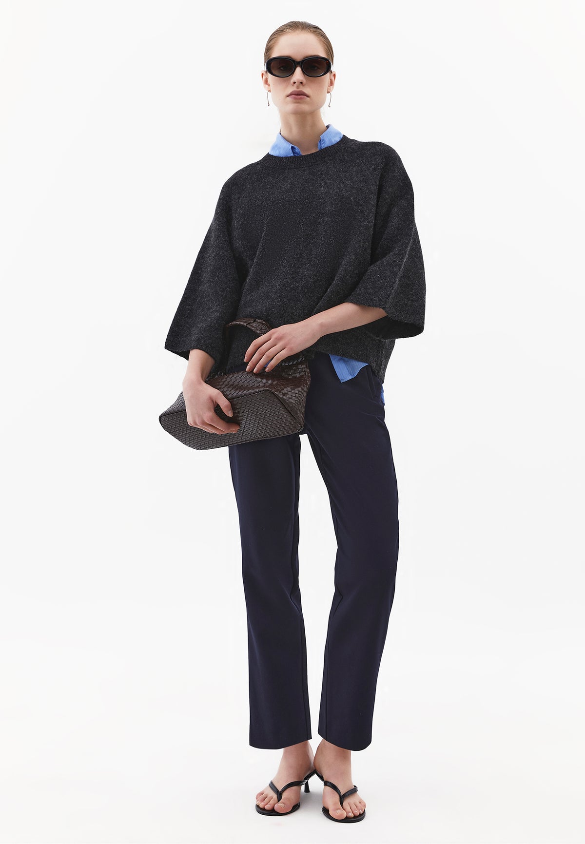 Ultra High Waist Carrot Fit Pants - Navy Blue