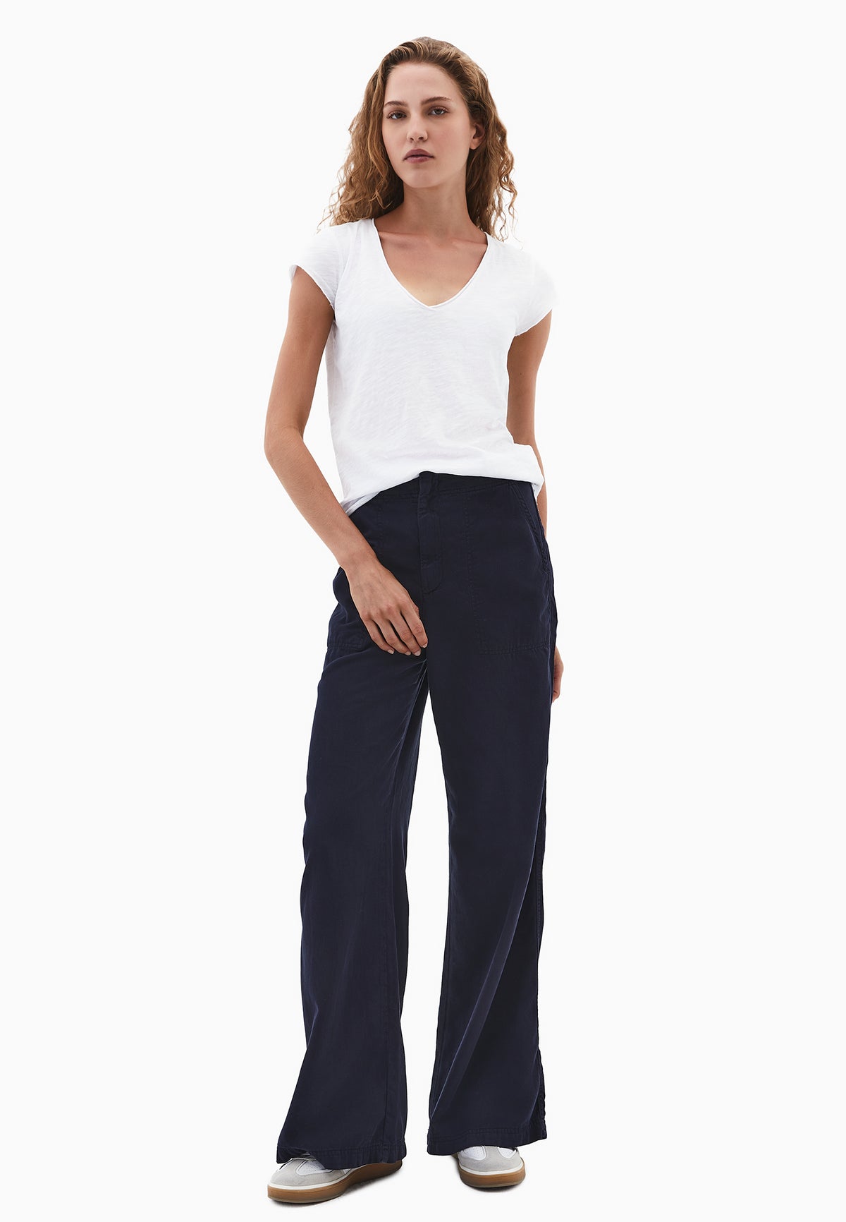 Wide Leg Trousers - Navy Blue