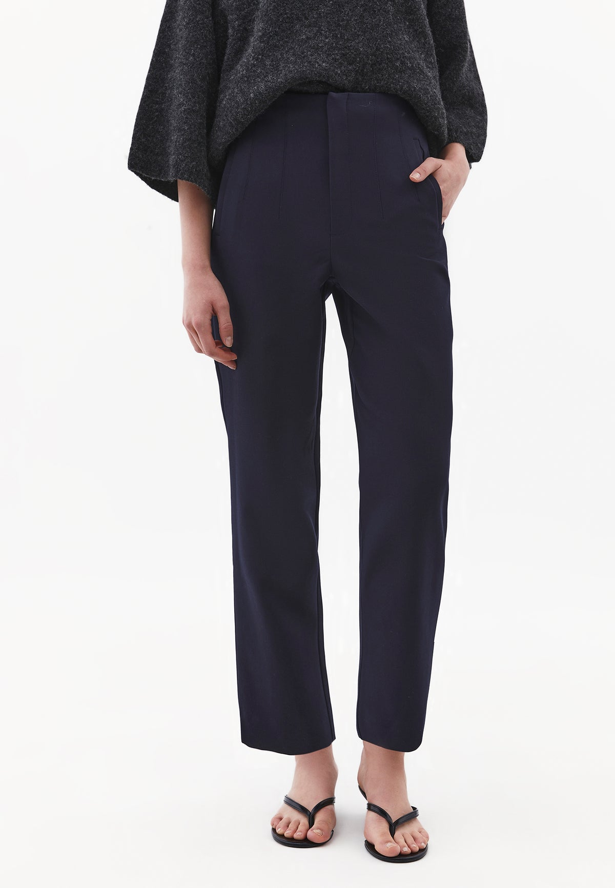 Ultra High Waist Carrot Fit Pants - Navy Blue