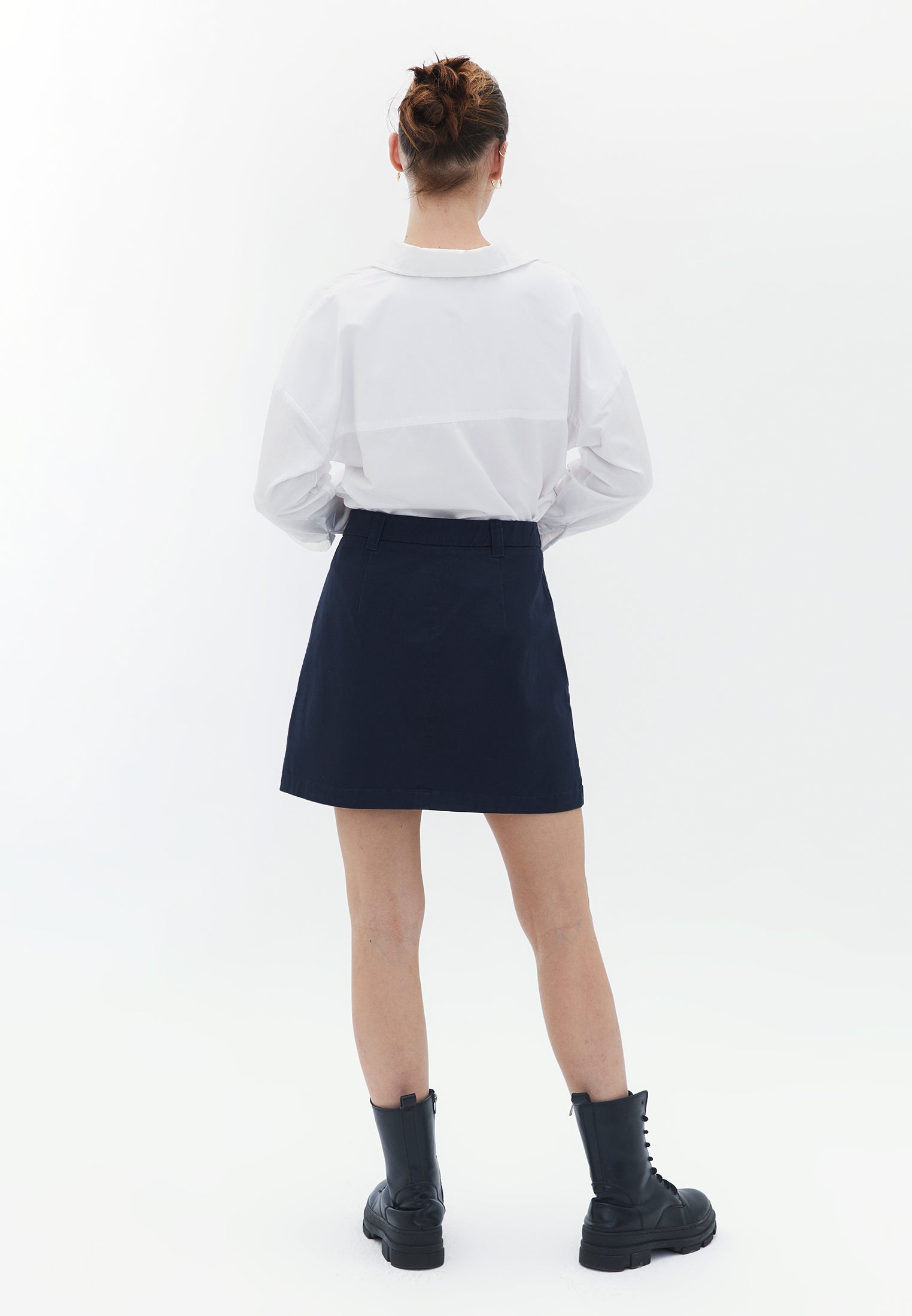 Cotton slim fit mini skirt - MIDNIGHT