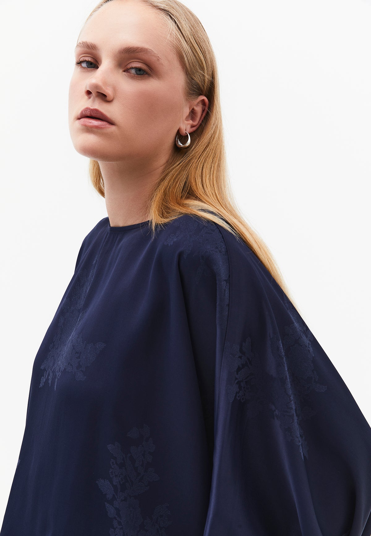 Boat Neck Batwing Sleeve Blouse - MIDNIGHT