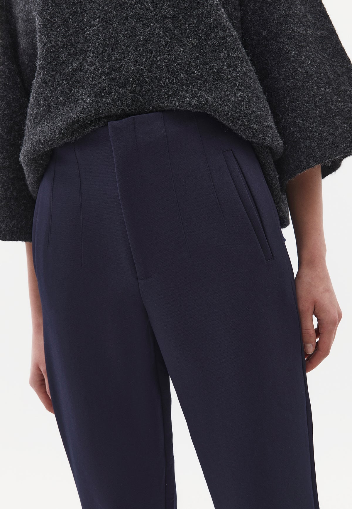 Ultra High Waist Carrot Fit Pants - Navy Blue