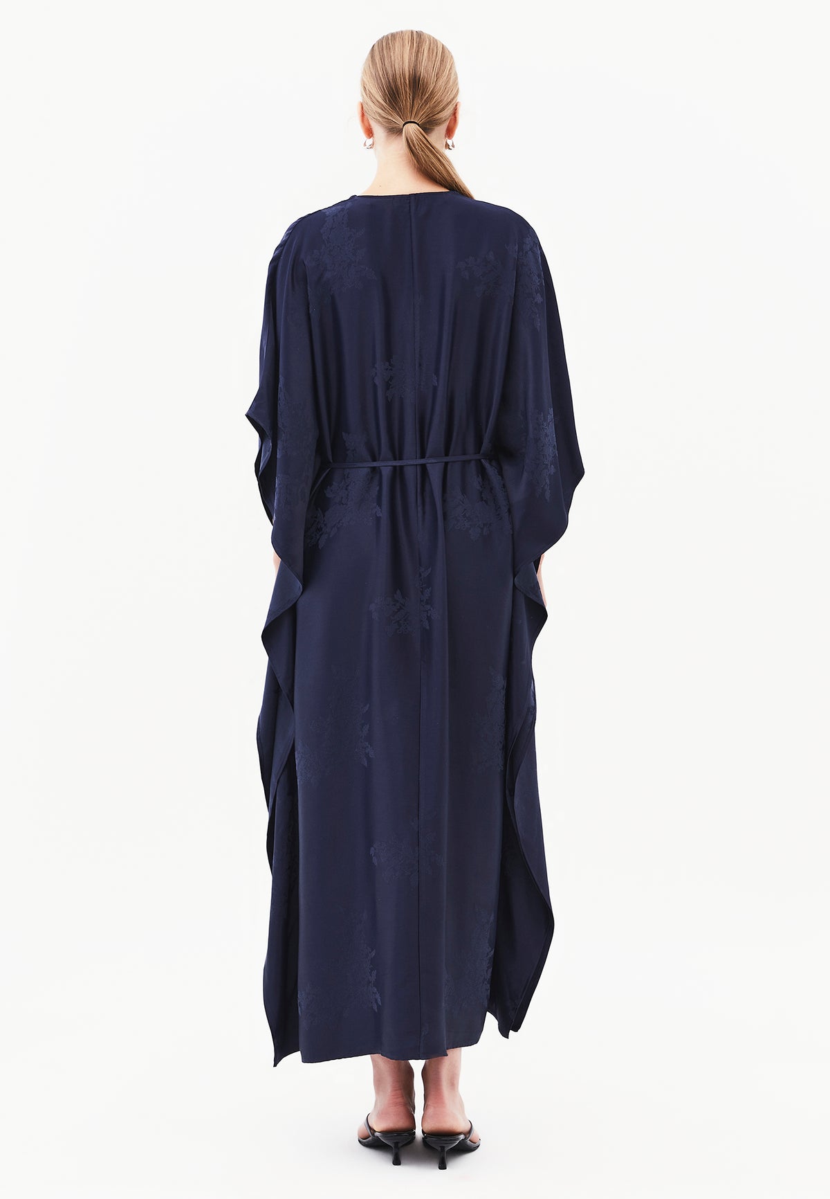 Long Dress with Batwing Sleeves and Buckle - MIDNIGHT