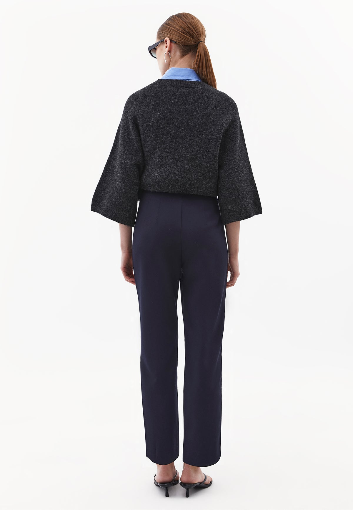 Ultra High Waist Carrot Fit Pants - Navy Blue