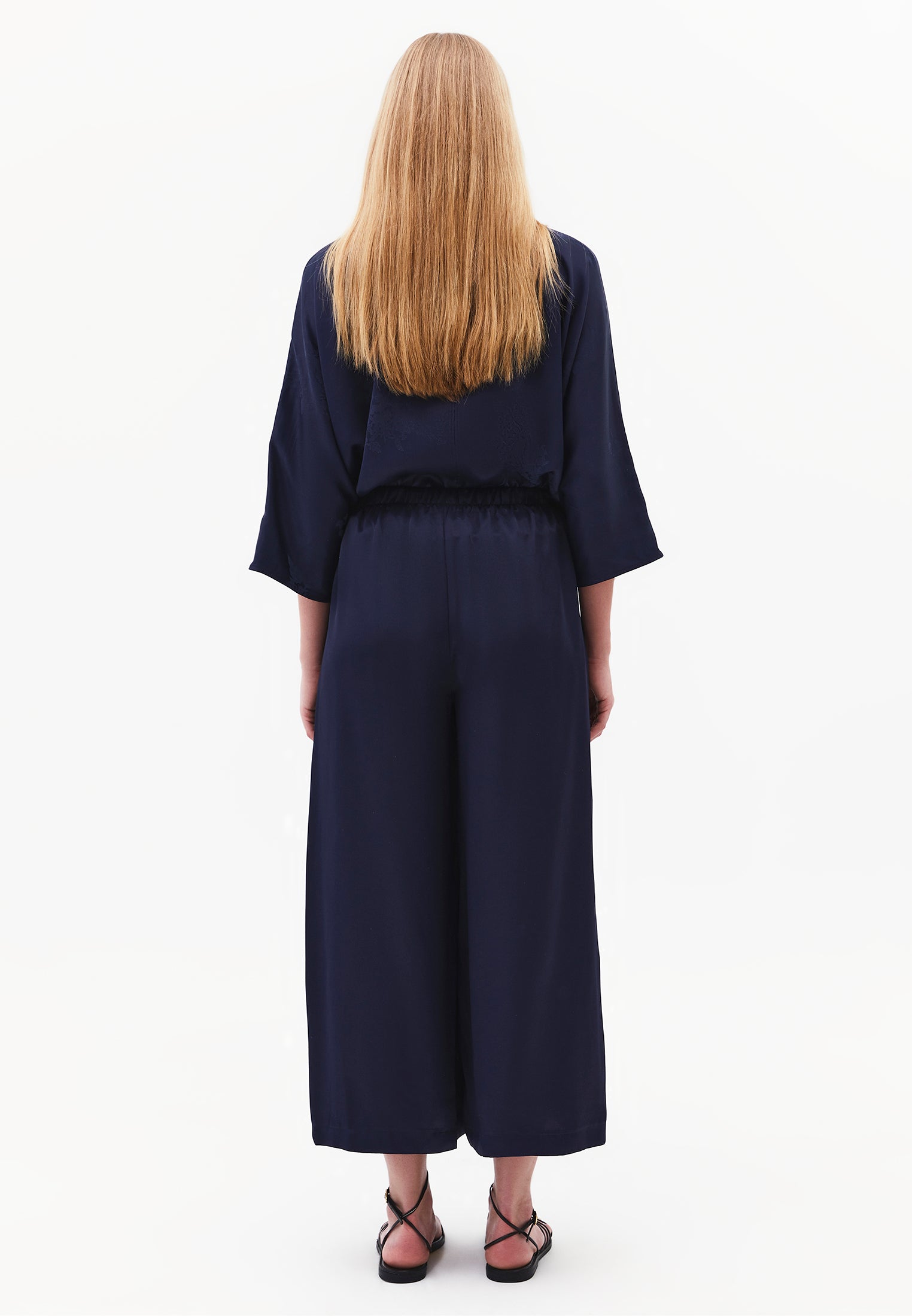 Cropped Wide Leg Culotte Pants - MIDNIGHT