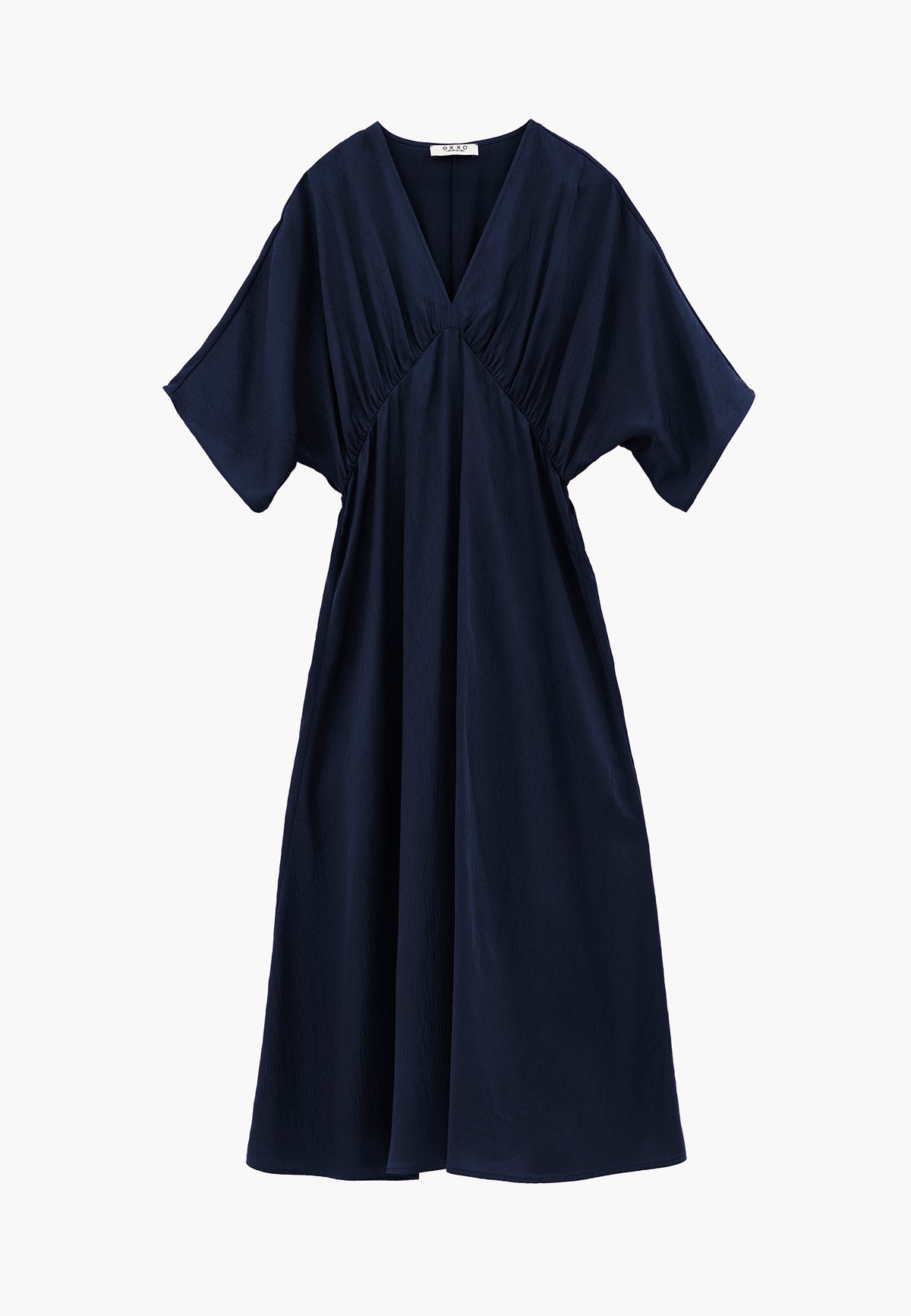 V-Neck Batwing Sleeve Long Dress - MIDNIGHT