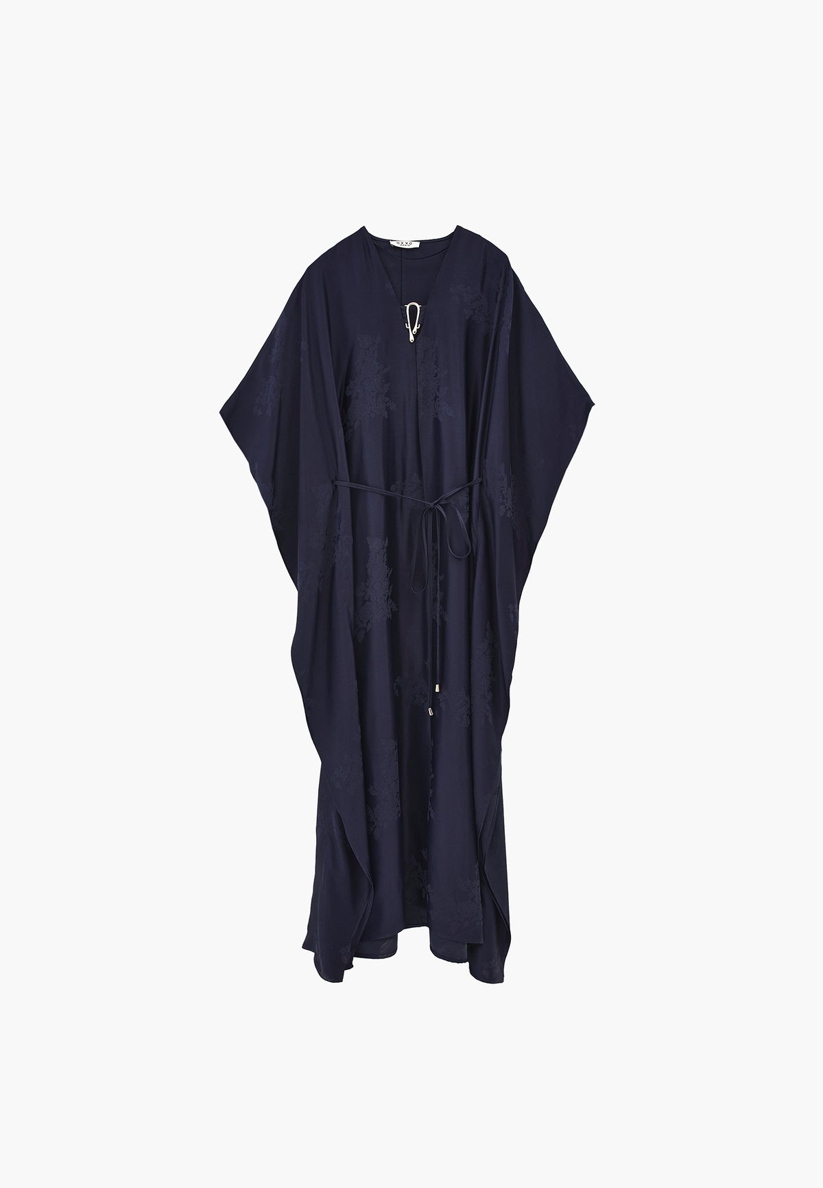 Long Dress with Batwing Sleeves and Buckle - MIDNIGHT