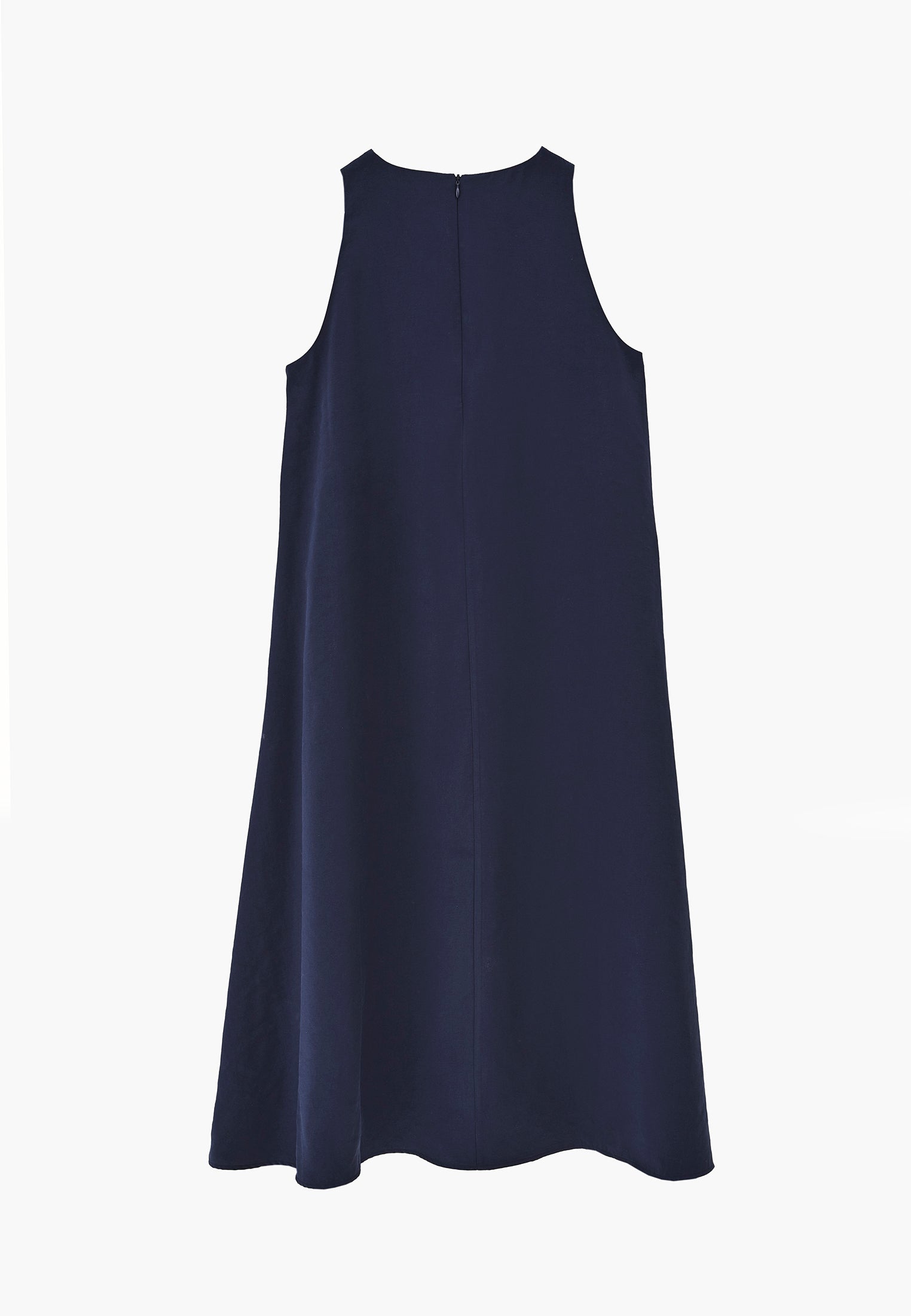 Boat Neck Sleeveless Midi Dress With Pocket Details - MIDNIGHT
