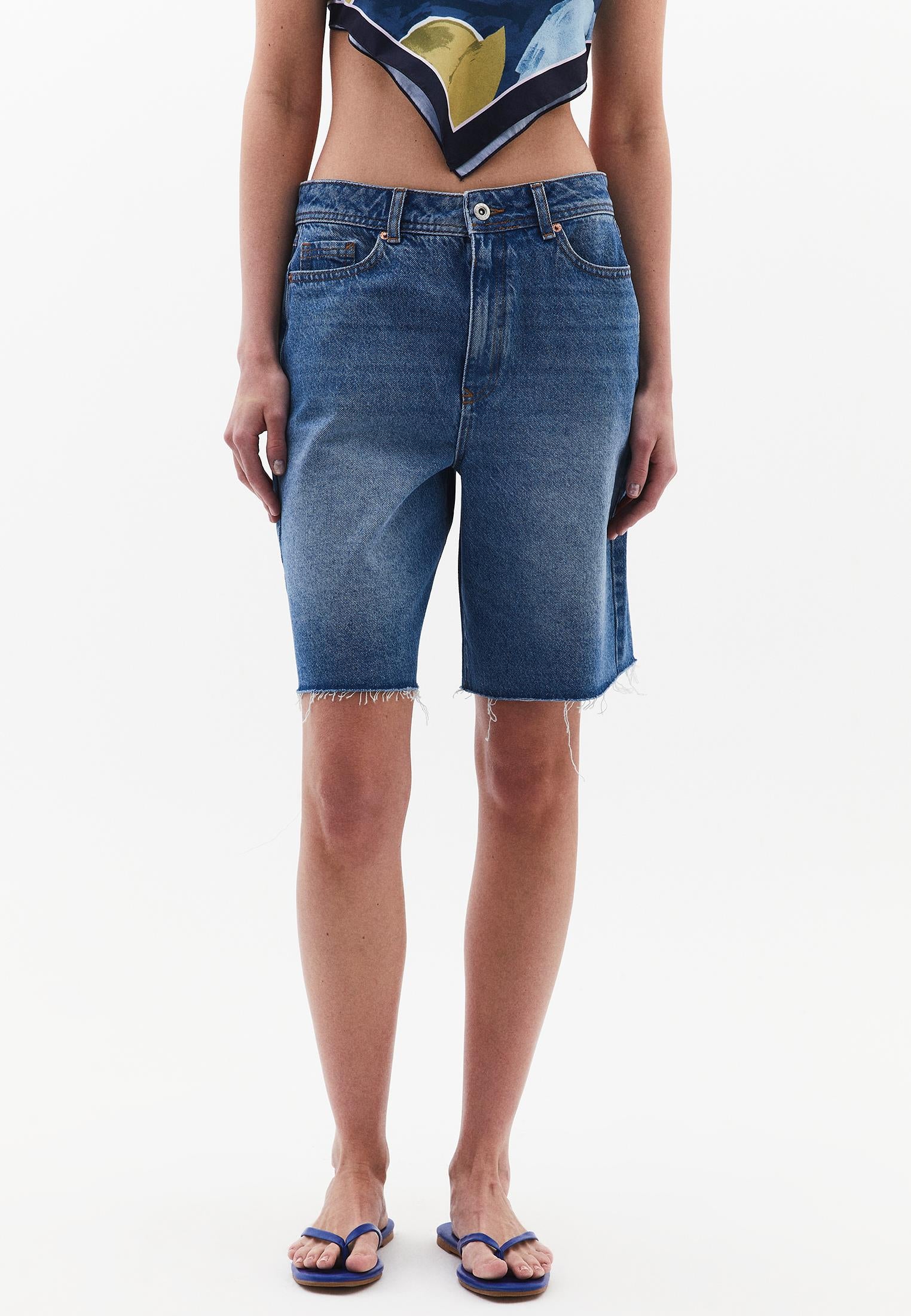 Denim Summer Shorts - MID BLUE DENIM