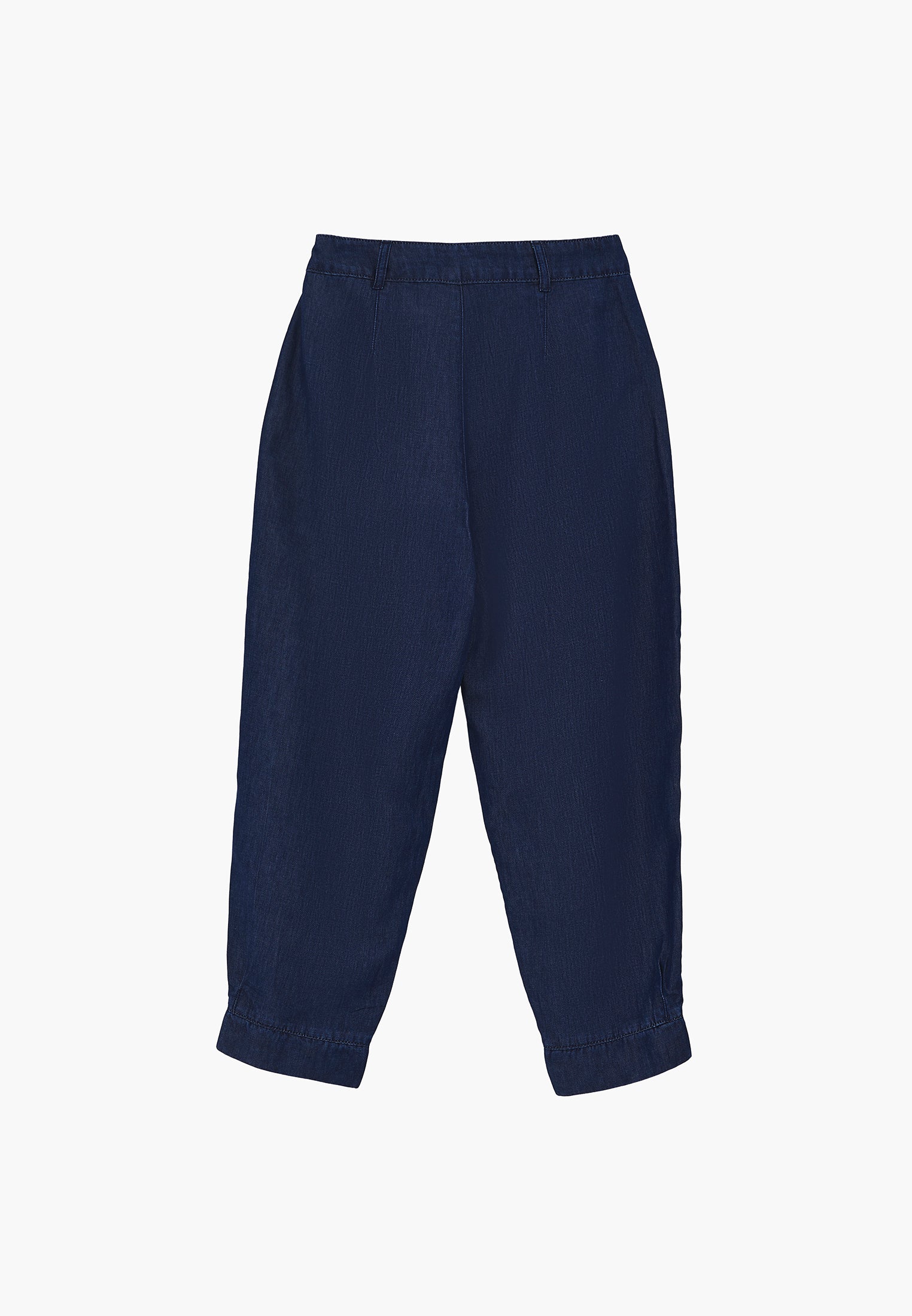 Balloon Cut Pleated Pants - MID BLUE DENIM