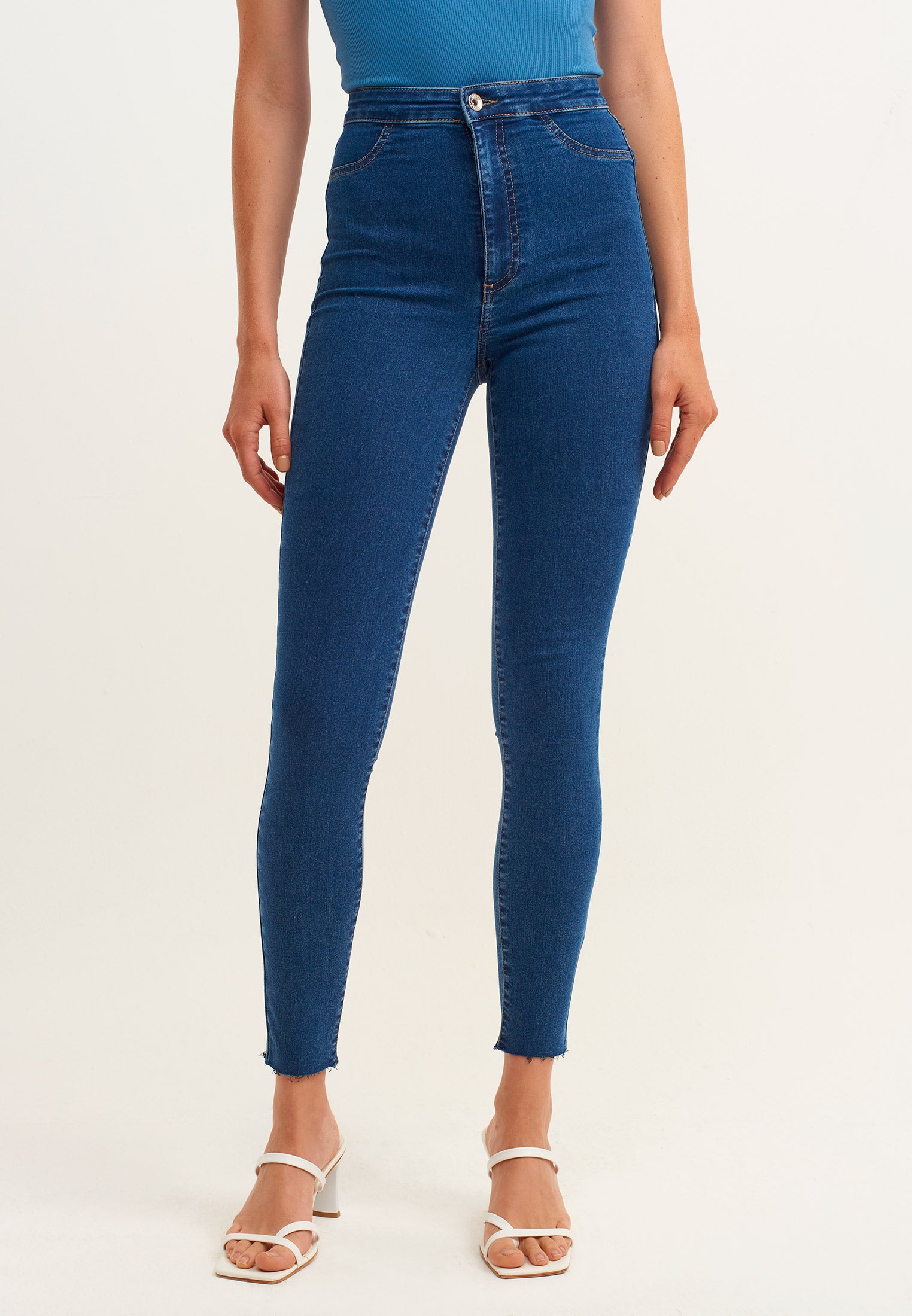 Winter jean leggings - MID DENIM