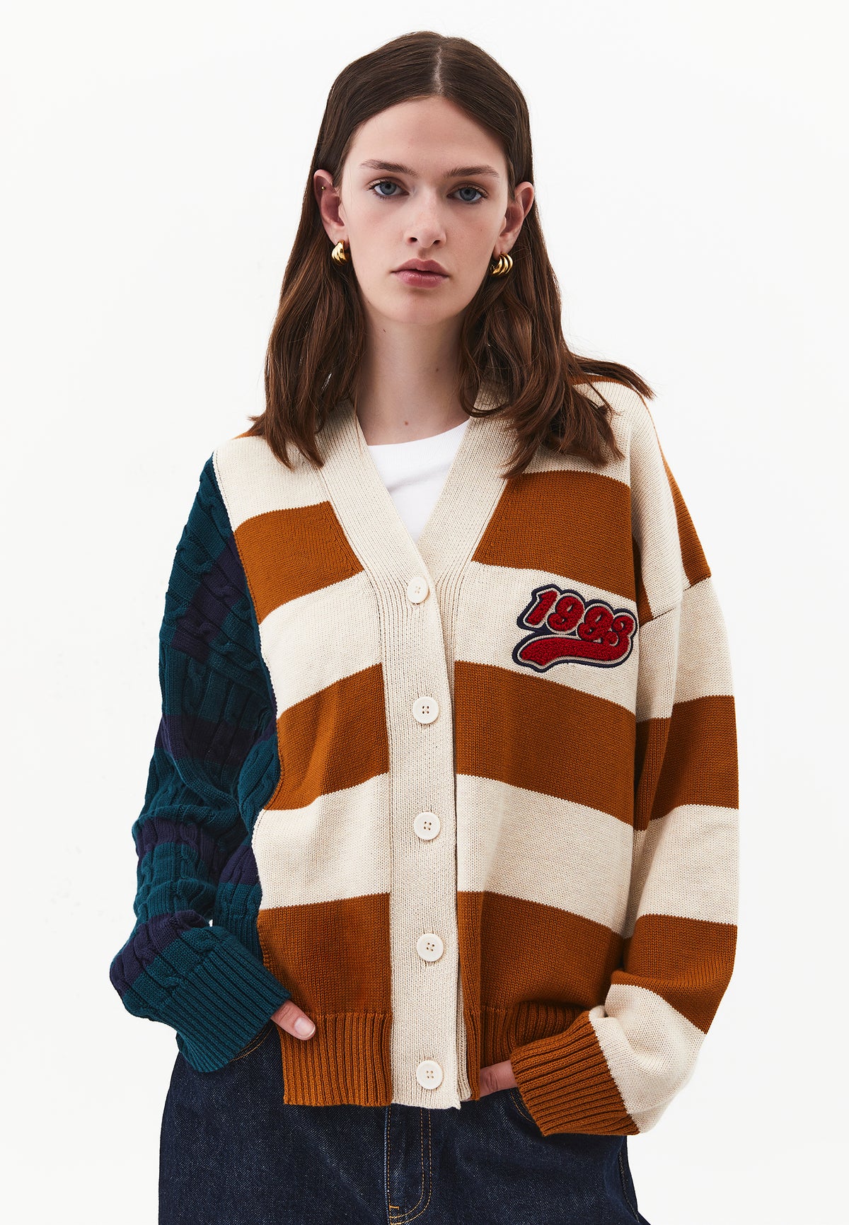 Oversize Long Knit Cardigan - Mix Color