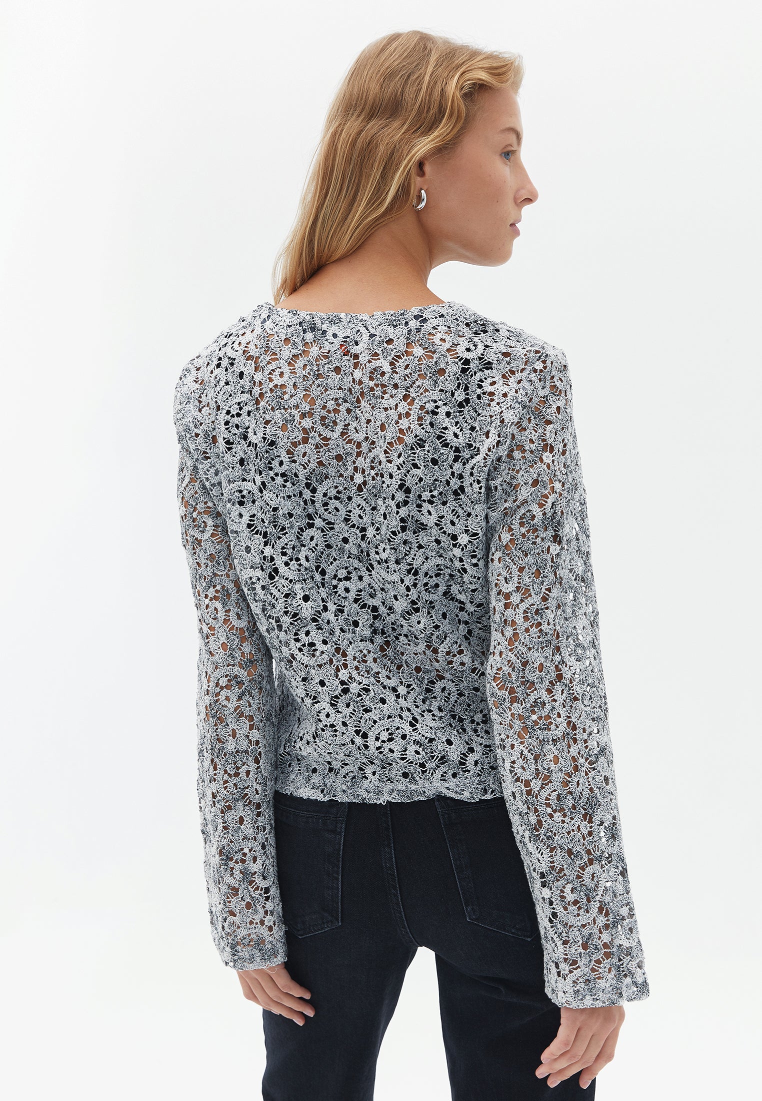 V neck crochet cardigan - MIX COLOR