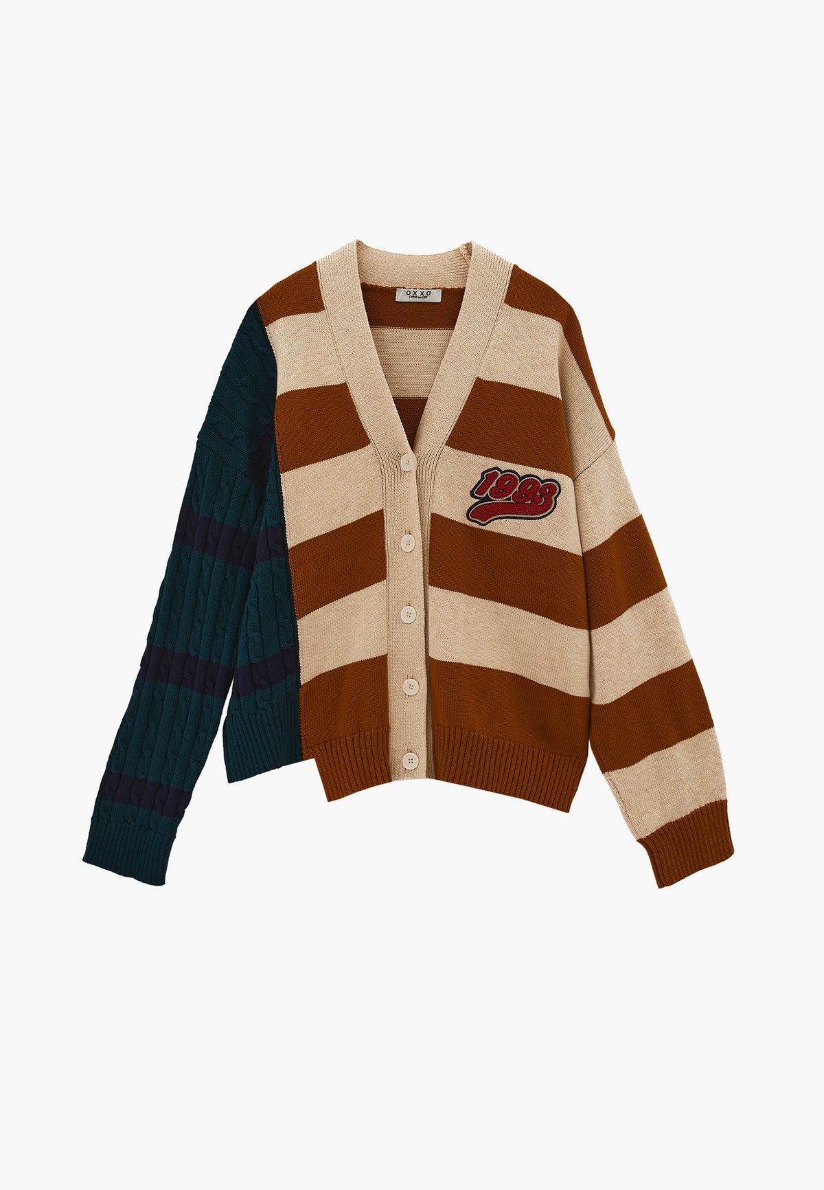 Oversize Long Knit Cardigan - Mix Color